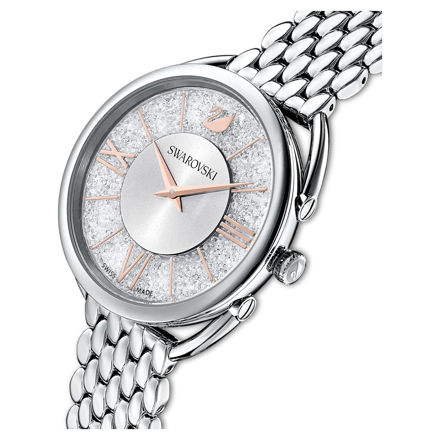 Crystalline Glam watch, Metal bracelet, Silver-tone, Stainless 