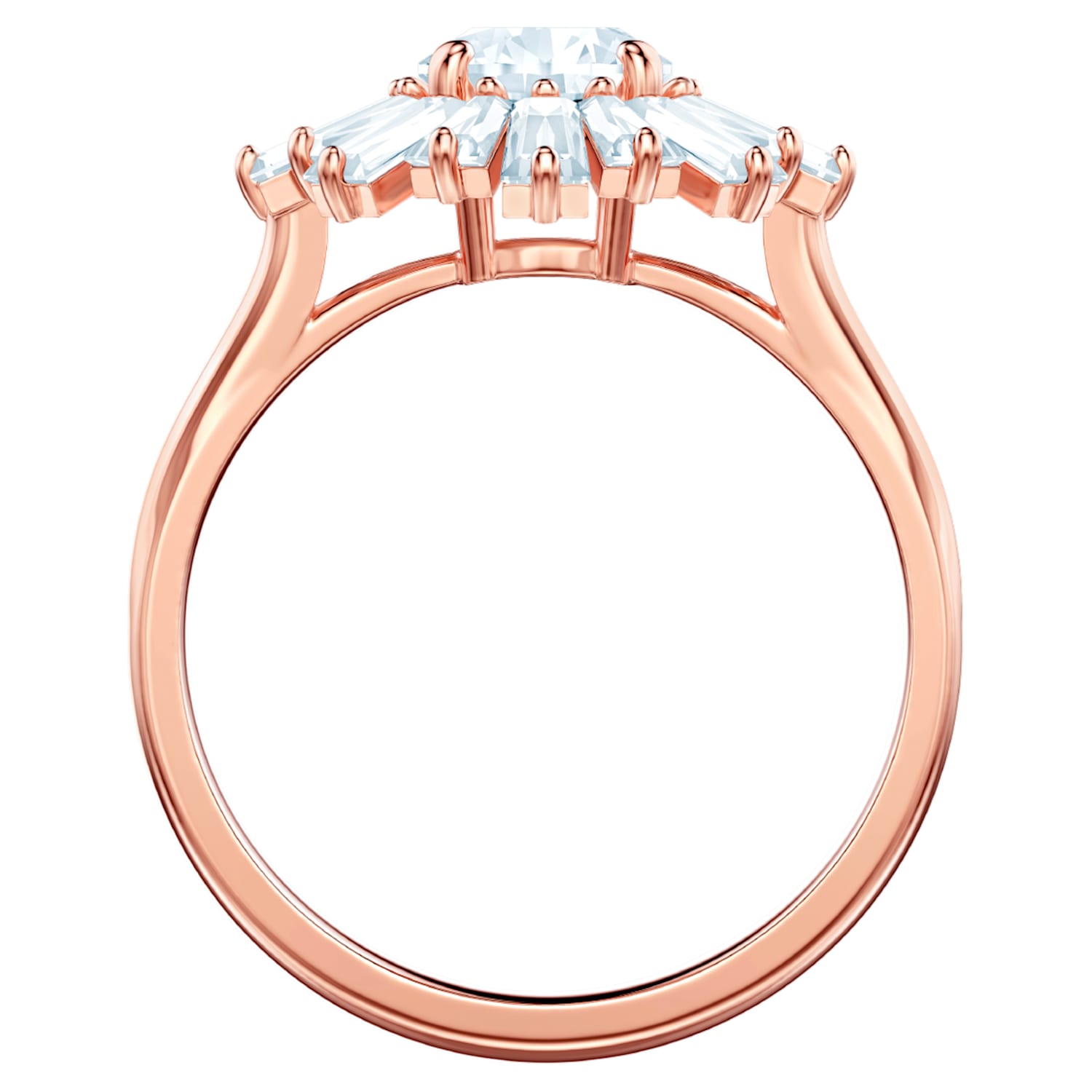 Sunshine ring, Mixed cuts, Sun, White, Rose gold-tone plated 
