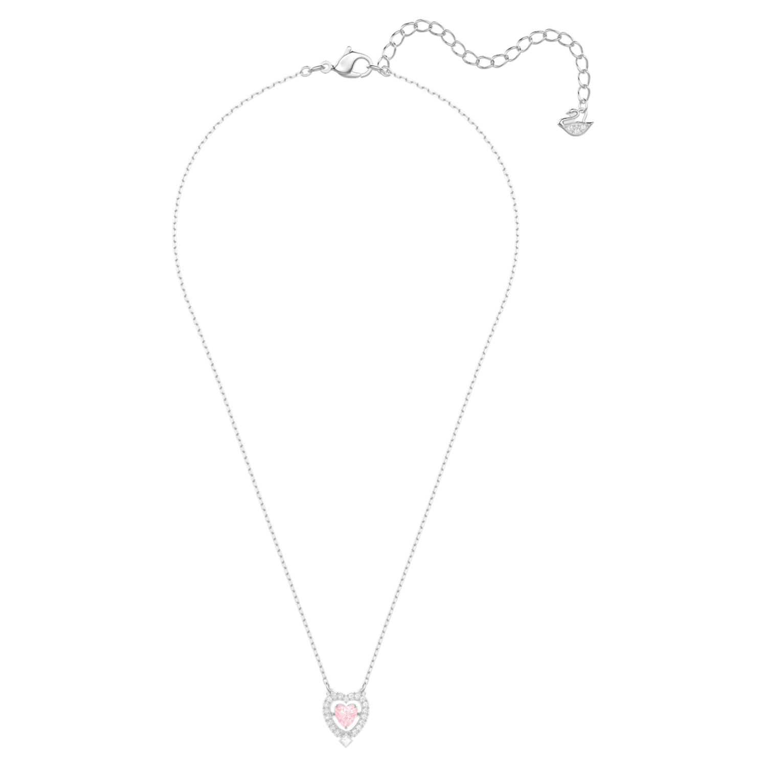 Swarovski Sparkling Dance necklace, Heart, Pink, Rhodium plated 