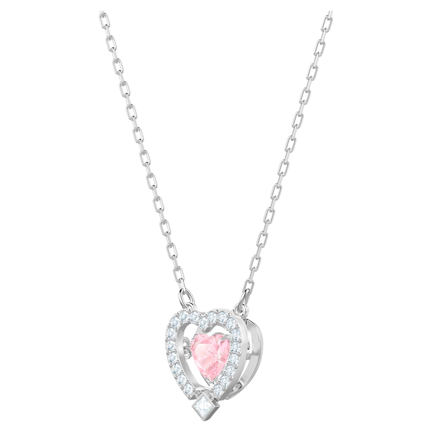 Swarovski Sparkling Dance Heart Necklace Pink Rhodium Plated Swarovski Com