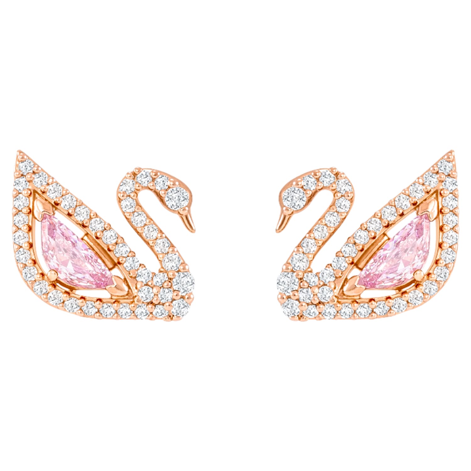 Libaraba 925 Silver Crystal Accent Swan Stud Earrings with Jewelry Box,Swan Earrings for Women Rose Gold 