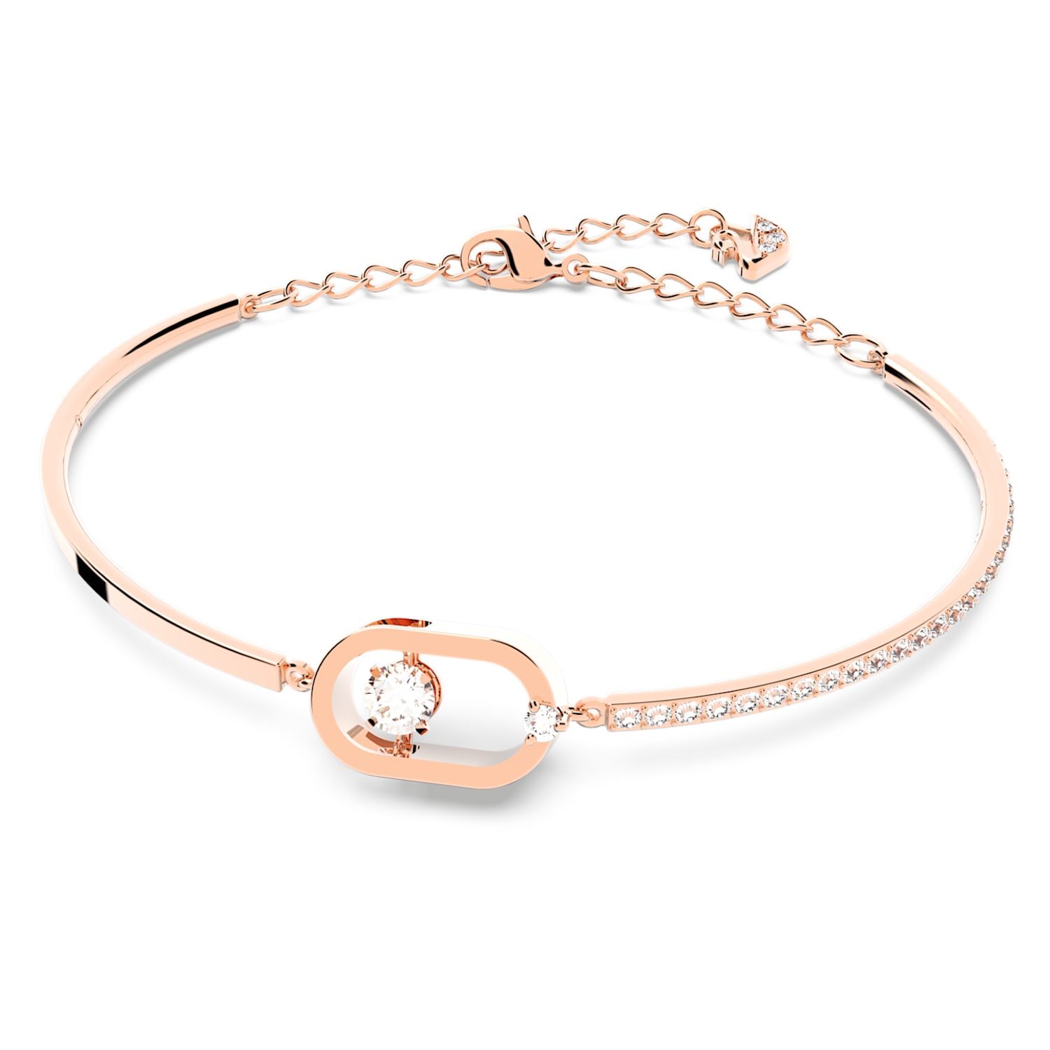 Swarovski Sparkling Dance Oval bracelet, Round cut, White, Rose 