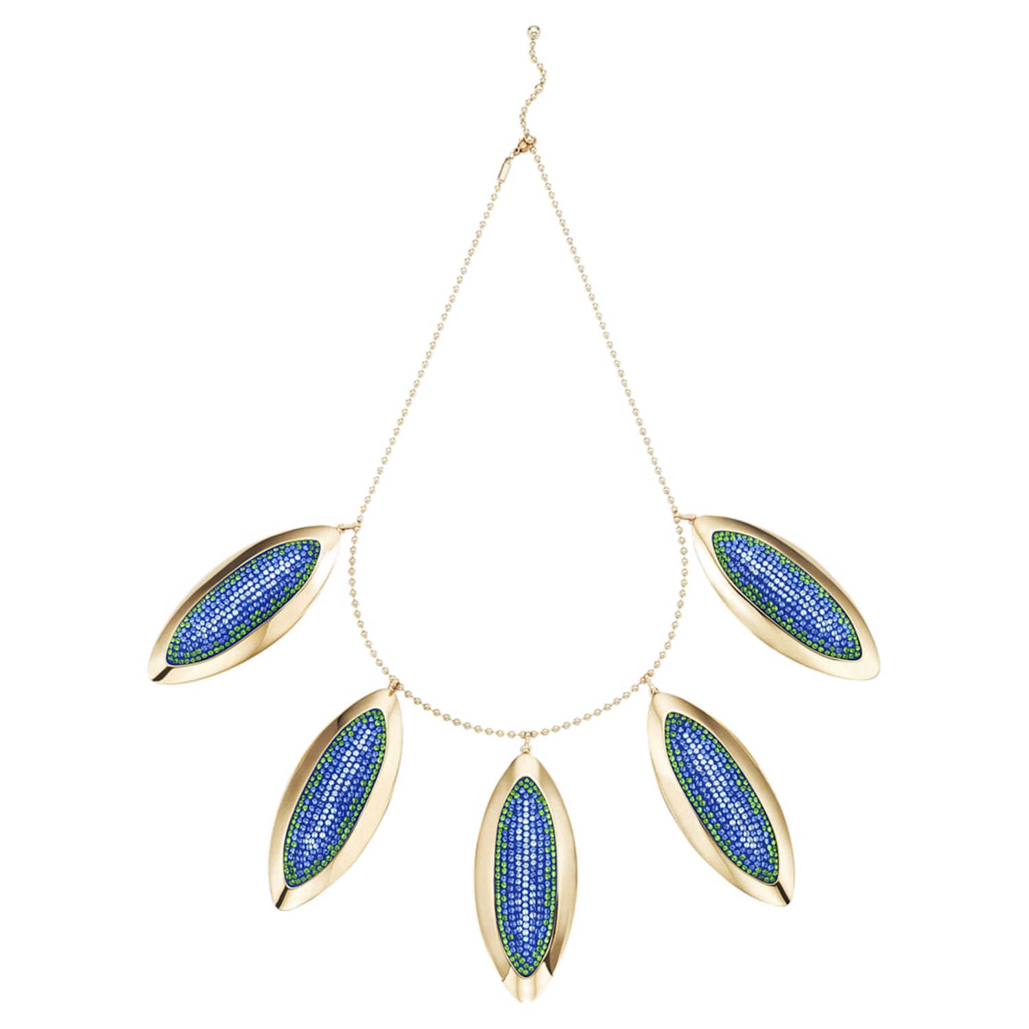 Evil Eye Statement Necklace, Blue, Gold-tone plated