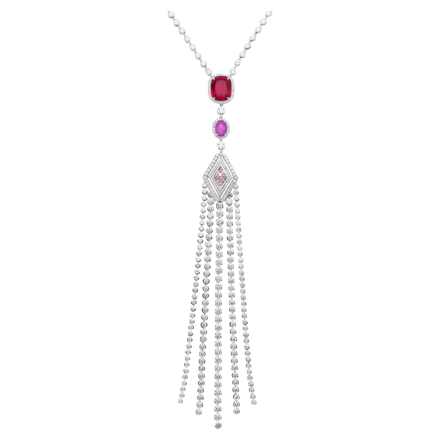 Flowering Fuchsia Pendant Necklace Swarovski Created Diamonds Swarovski Created Ruby 18k White Gold Flowering Fuchsia Pendant Necklace Swarovski Created Diamonds Swarovski Created Ruby 18k White Gold