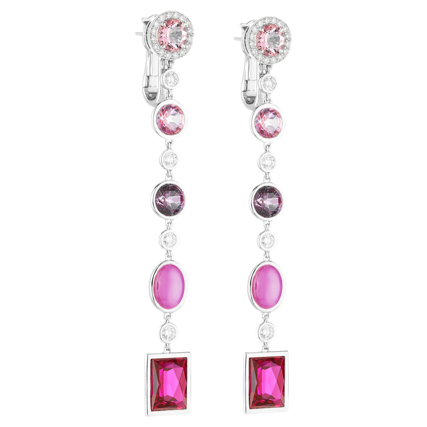 Flowering Fuchsia Earrings Swarovski Created Ruby Pink Treated Swarovski Genuine Topaz 18k White Gold Flowering Fuchsia Earrings Swarovski Created Ruby Pink Treated Swarovski Genuine Topaz 18k White Gold