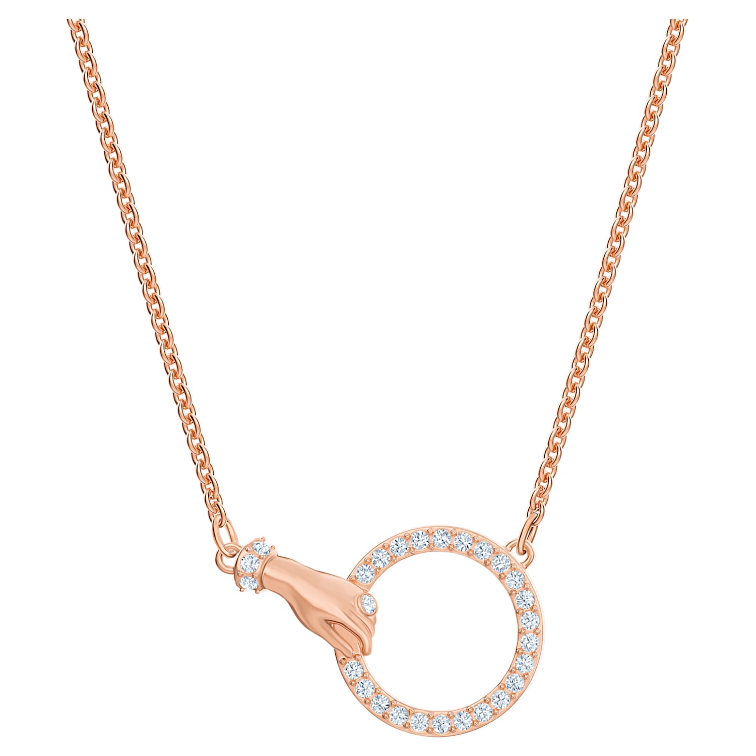 uitvinding lucht Verstelbaar Swarovski Symbolic necklace, Hand, White, Rose gold-tone plated | Swarovski