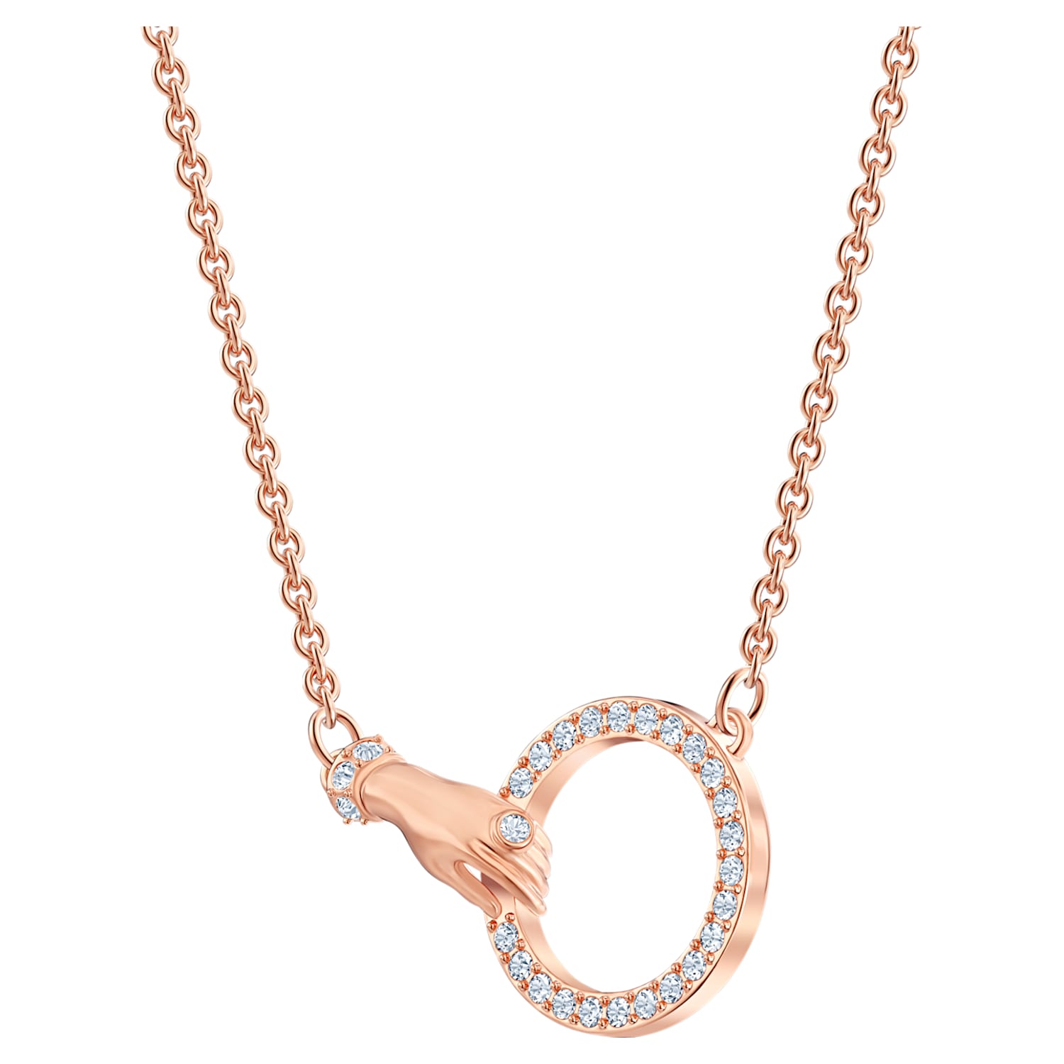 Th Afleiden Chronisch Swarovski Symbolic necklace, Hand, White, Rose gold-tone plated | Swarovski