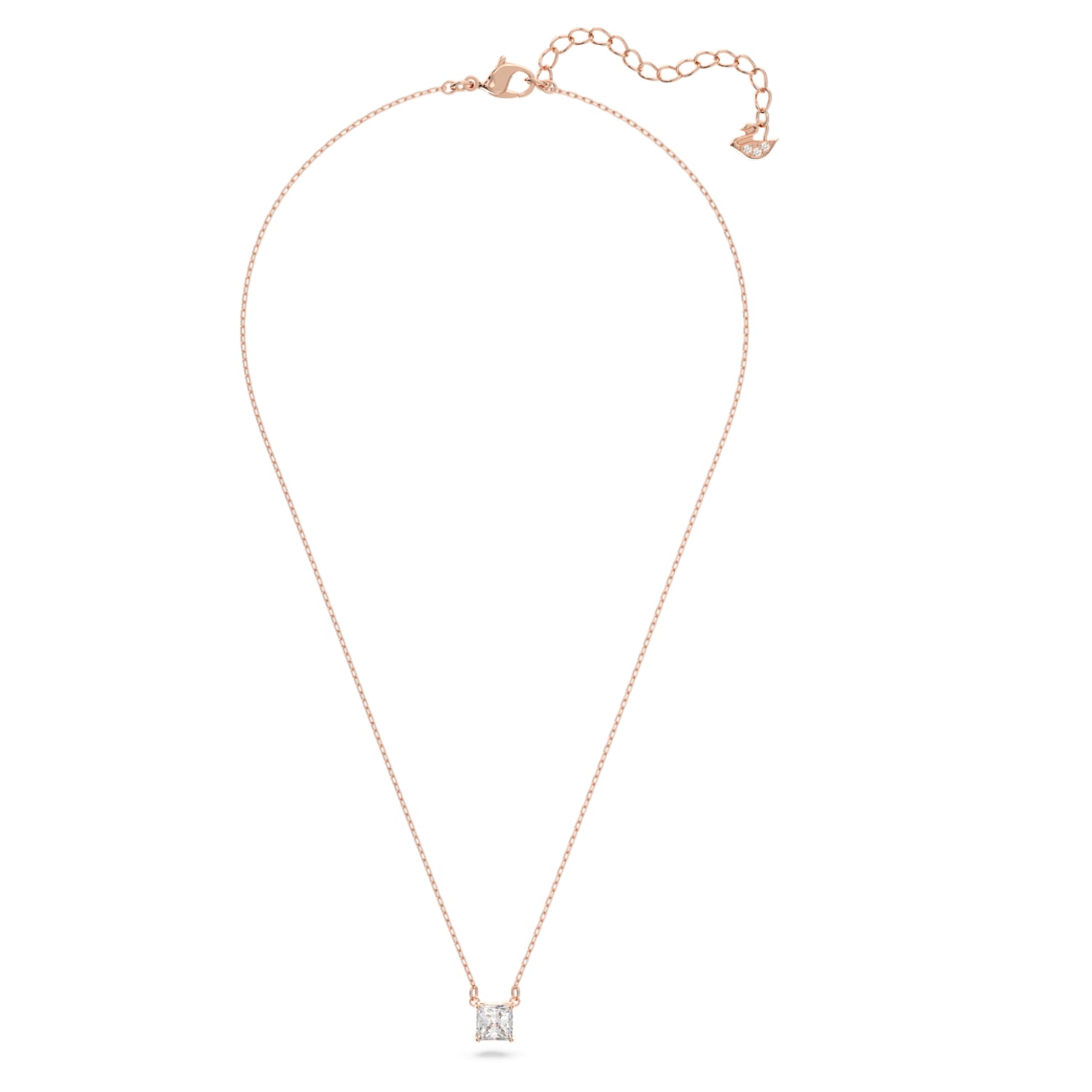 Attract necklace, Square cut, White, Rose gold-tone plated | Swarovski