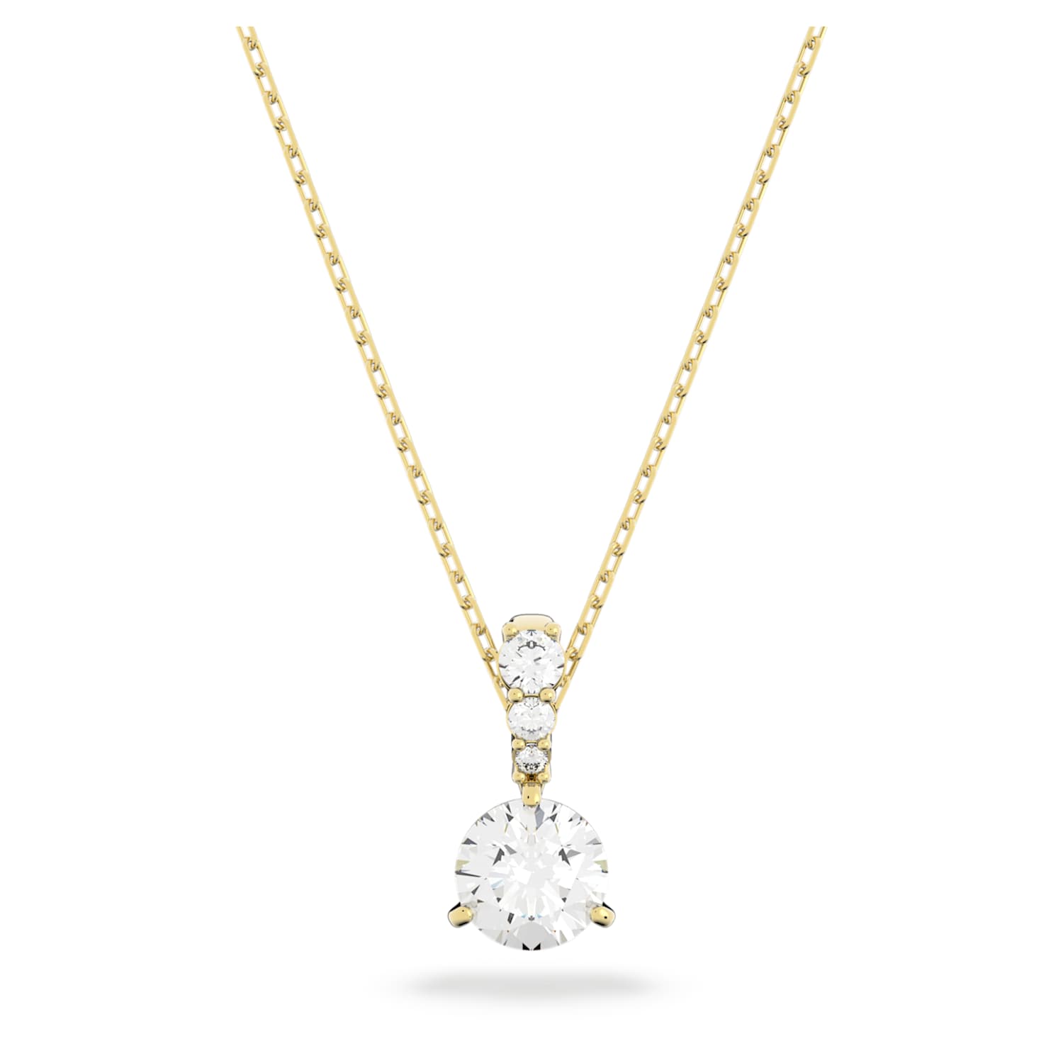Pendentif Solitaire, blanc, métal doré Pendentif Solitaire, blanc, métal doré