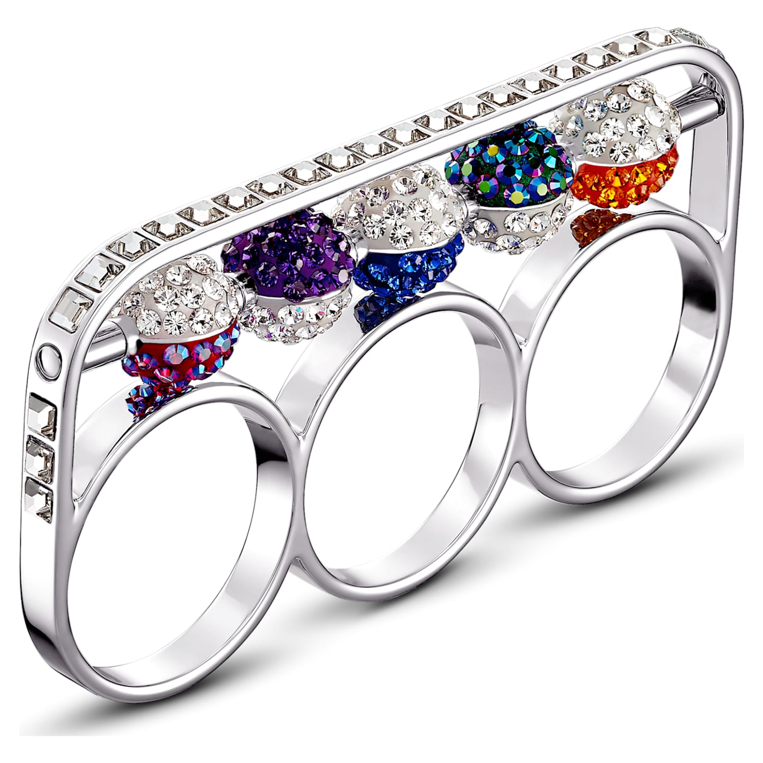 Ring, multi-colored, Rhodium plated,55 |
