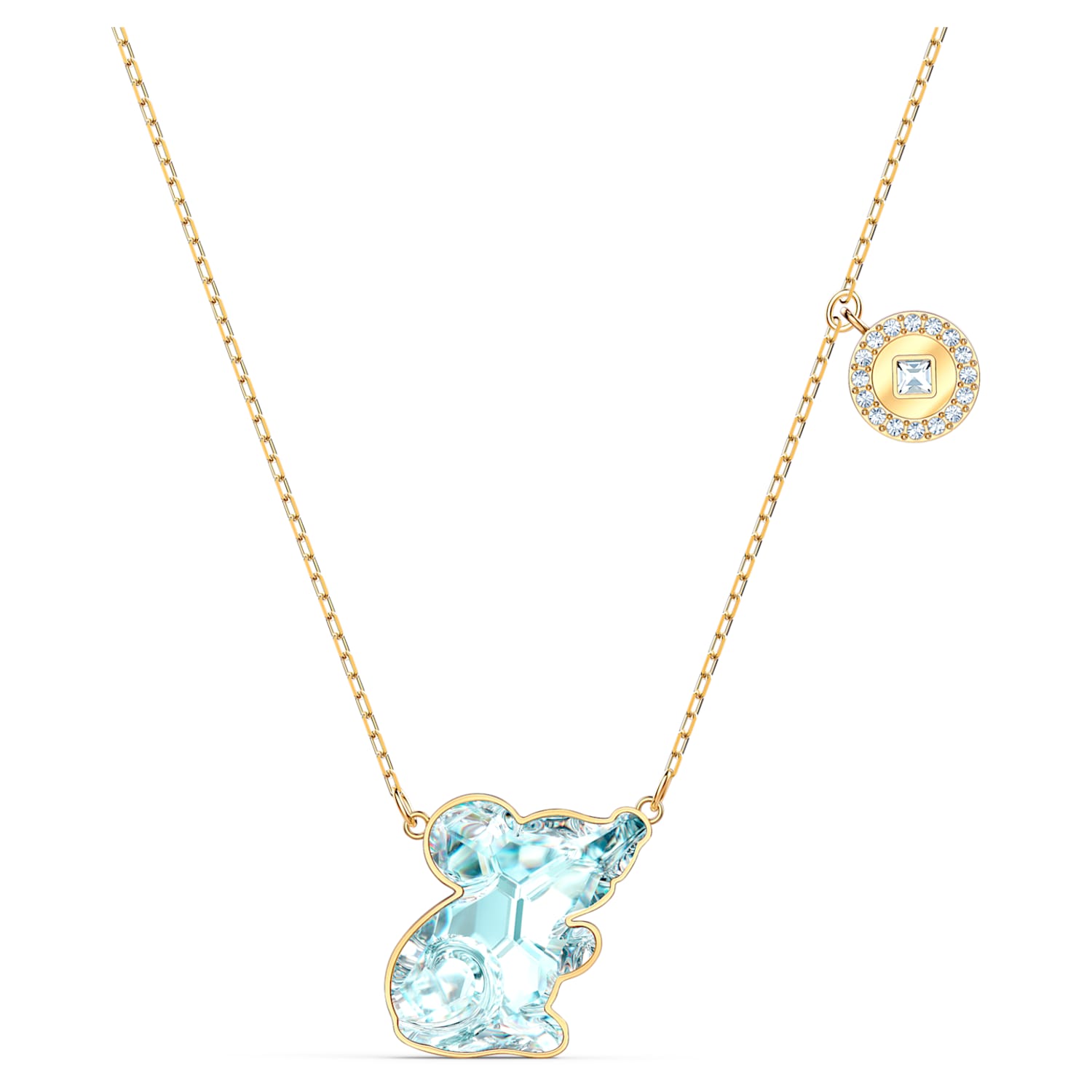 Chinese Zodiac Rat necklace, Blue, Gold 