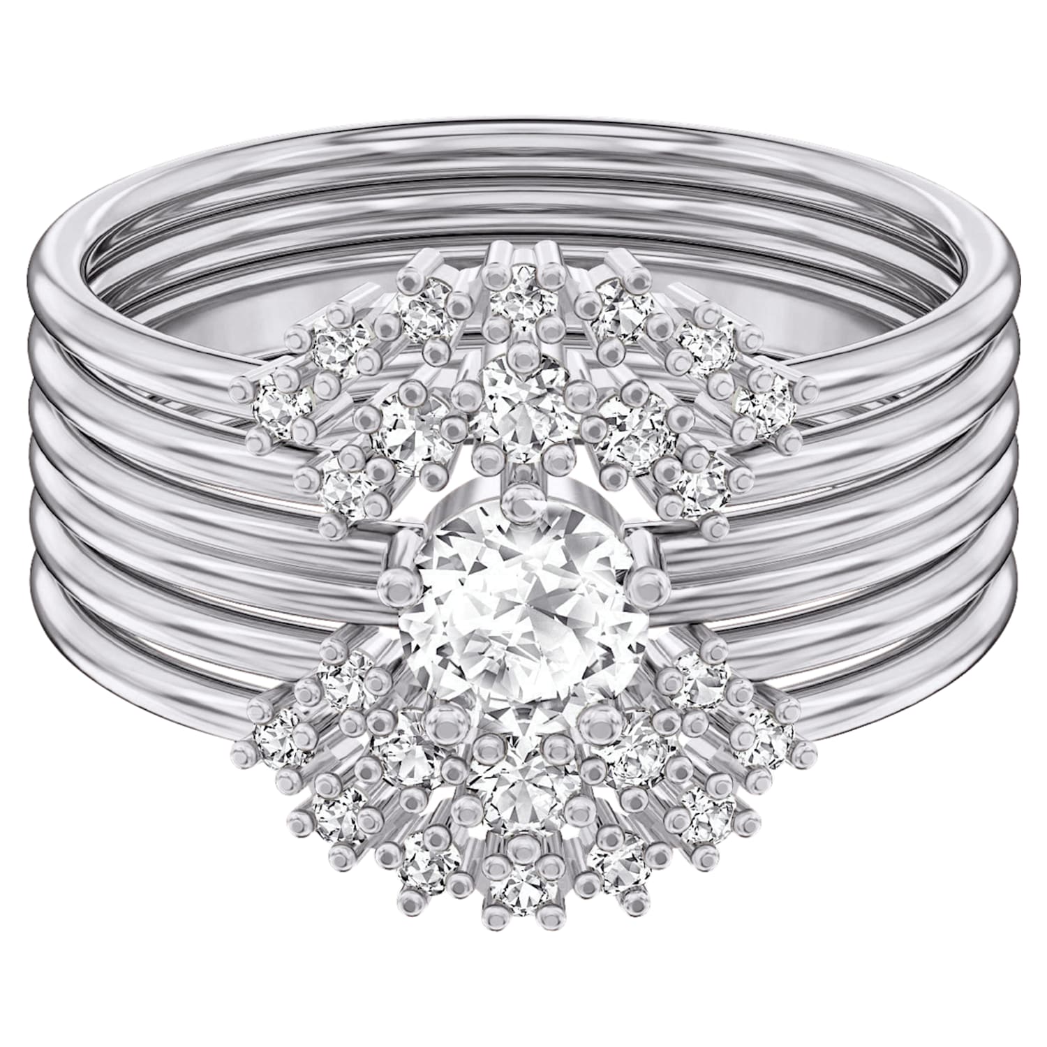 Parure de bagues Moonsun, Blanc, Métal rhodié Parure de bagues Moonsun, Blanc, Métal rhodié