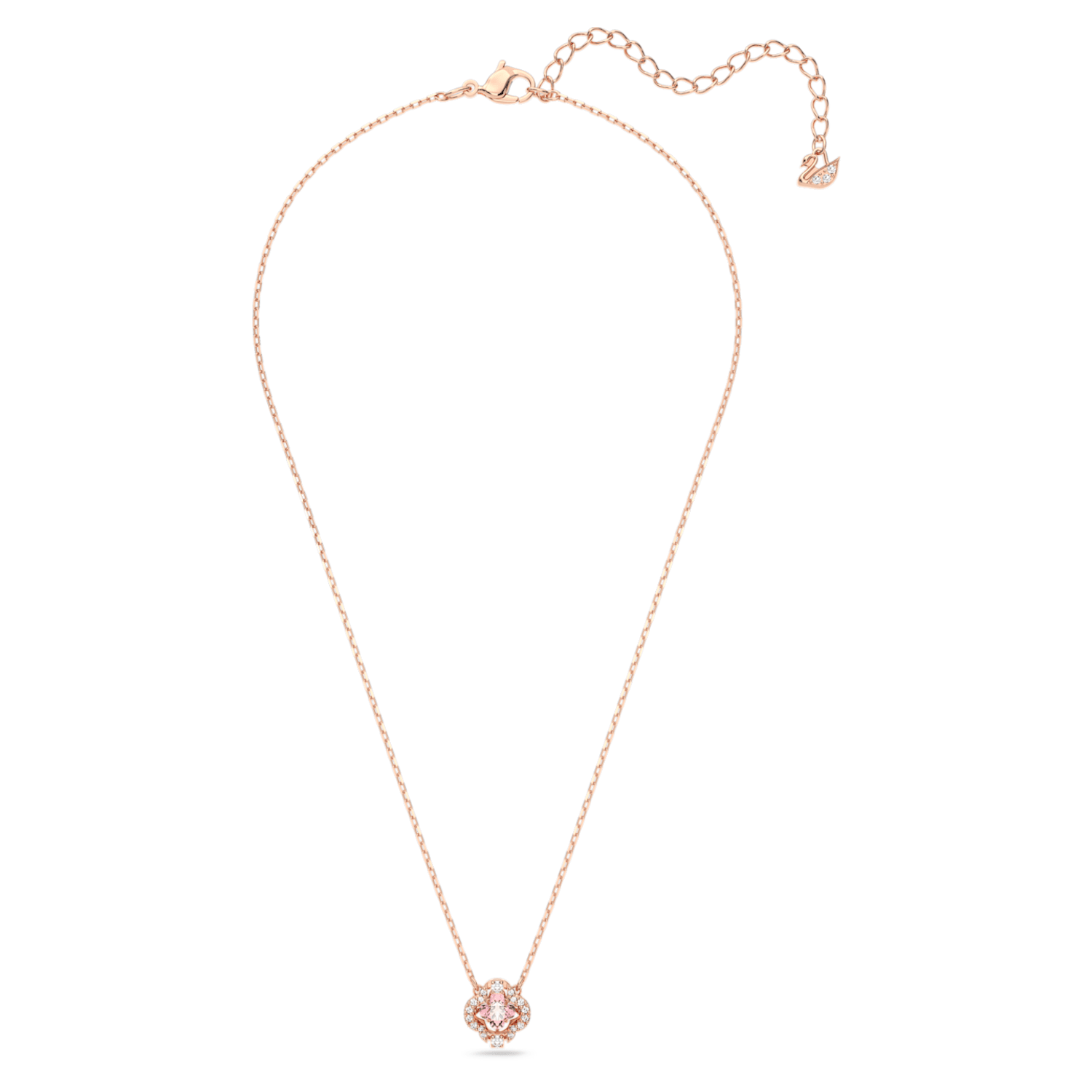 Swarovski Sparkling Dance necklace, Clover, Pink, Rose gold-tone 