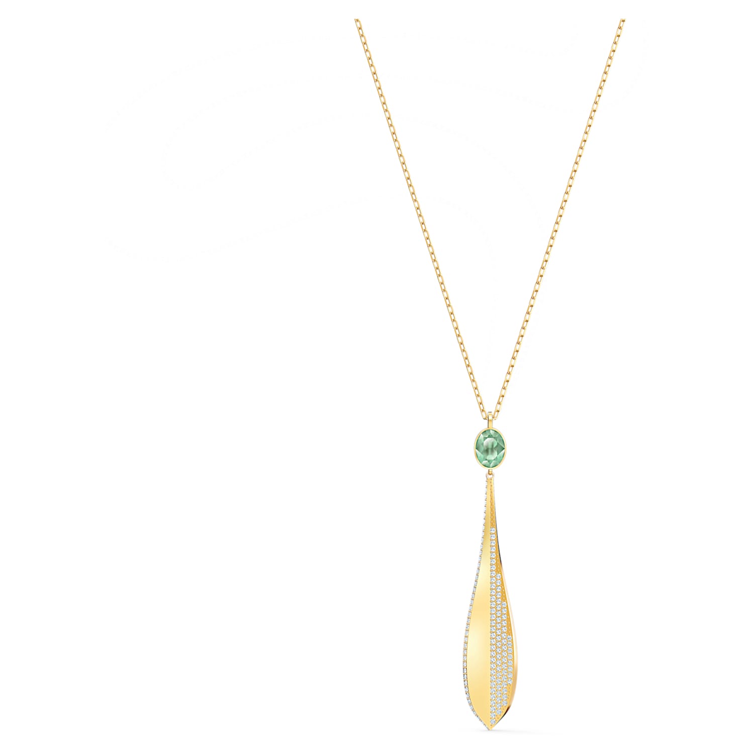 Stunning Olive pendant, Green, Gold-tone plated