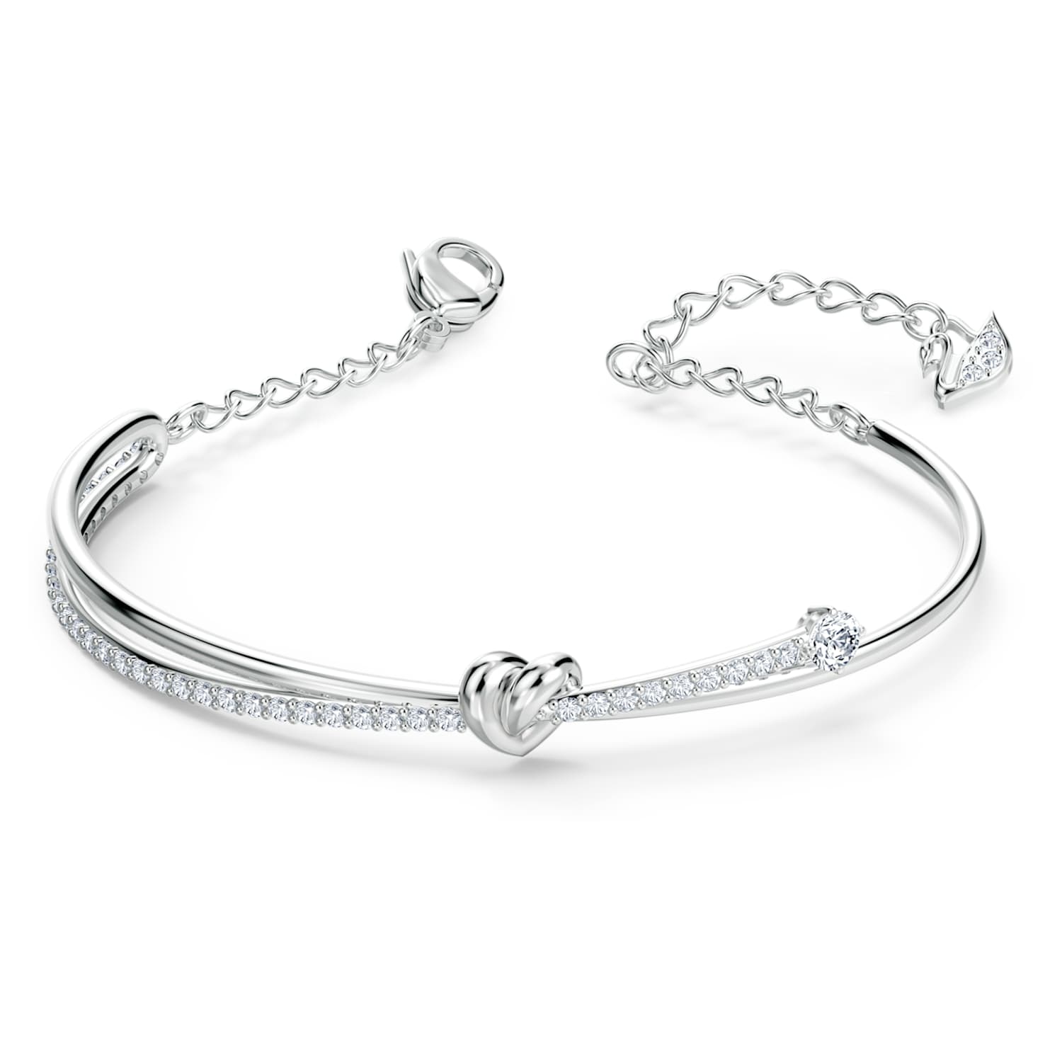 Bracelet-jonc Lifelong Heart, blanc, métal rhodié | Swarovski.com