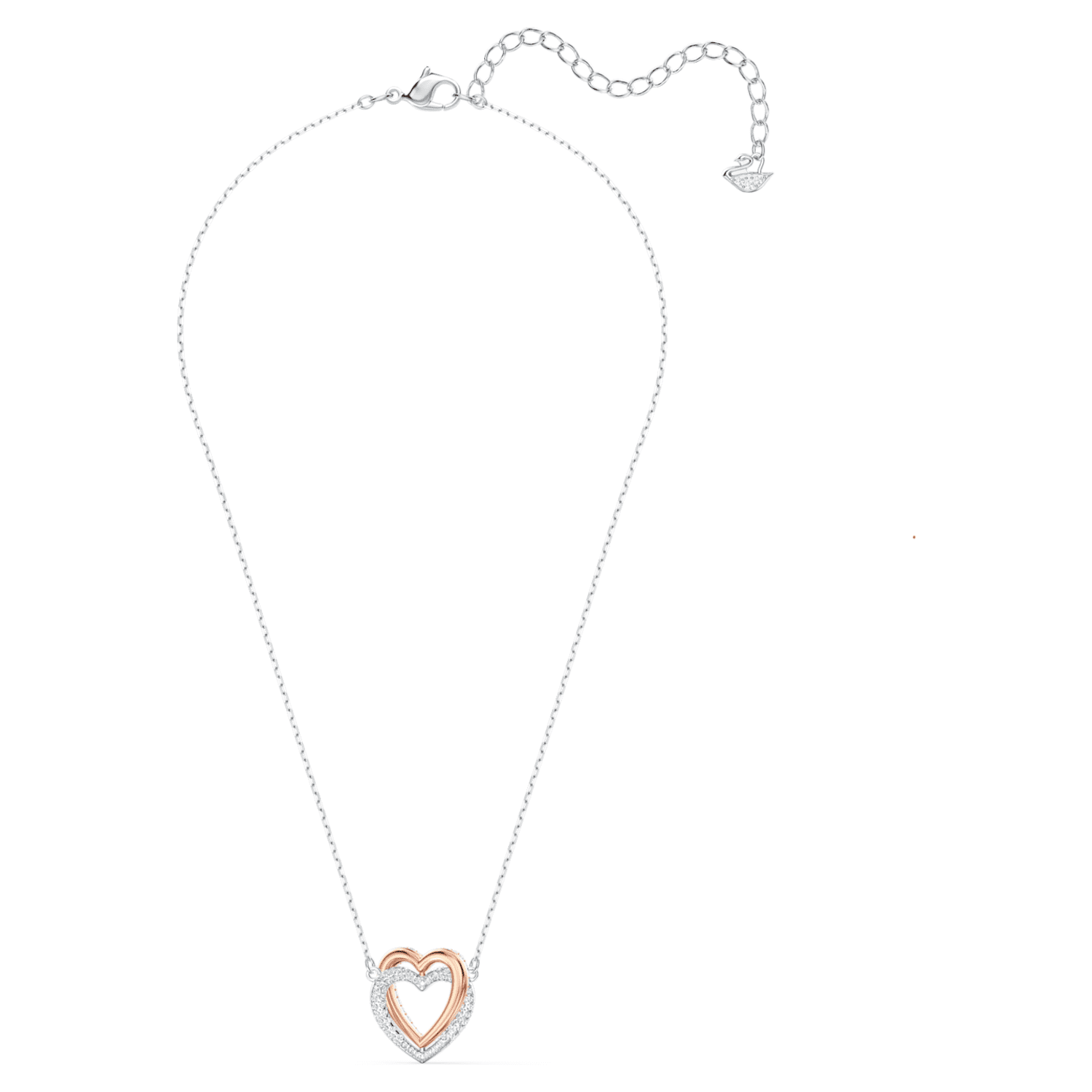Collier Swarovski Infinity, Cœur, Blanc, Finition mix de métal Collier Swarovski Infinity, Cœur, Blanc, Finition mix de métal