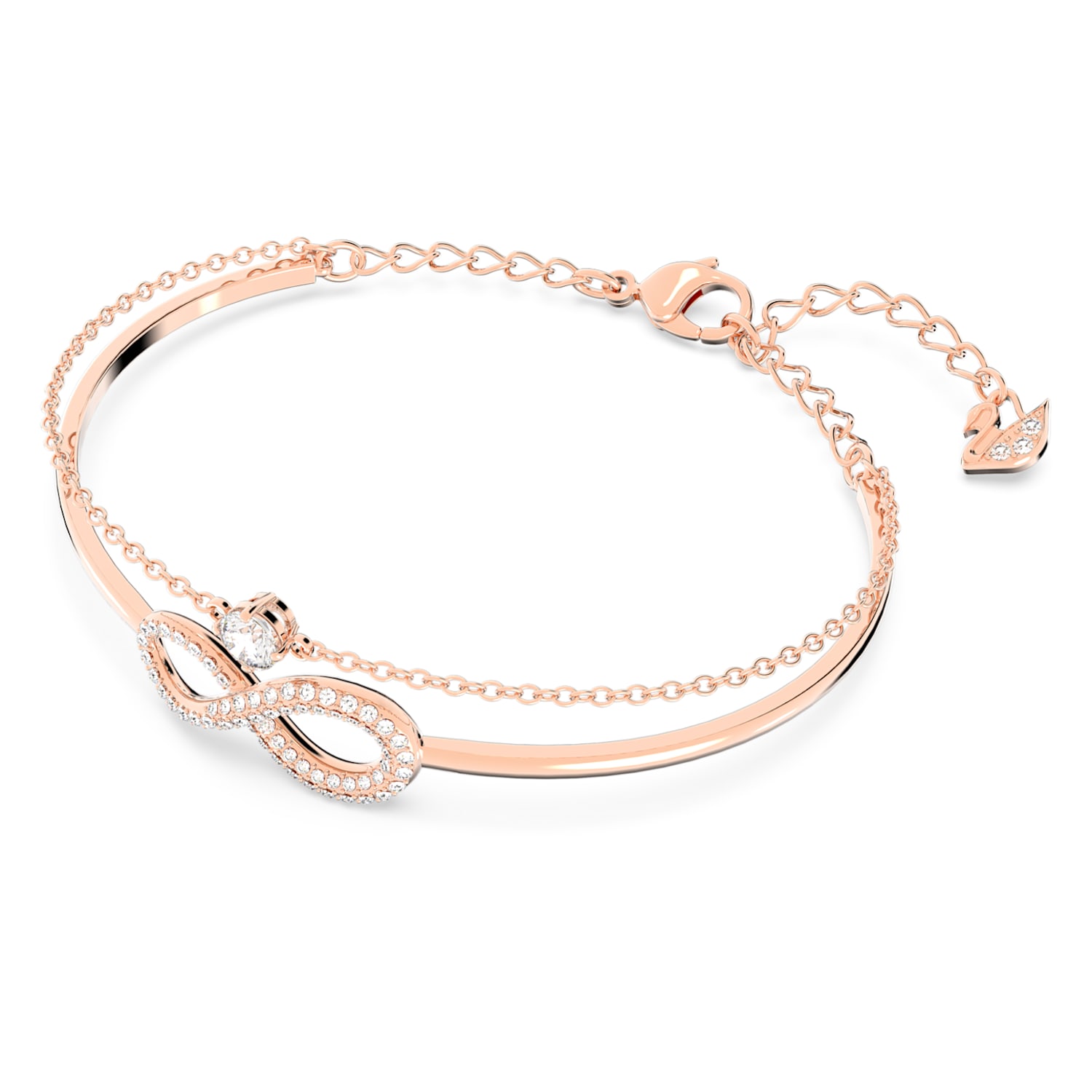 Bracelet-jonc Swarovski Infinity, blanc, métal doré rose