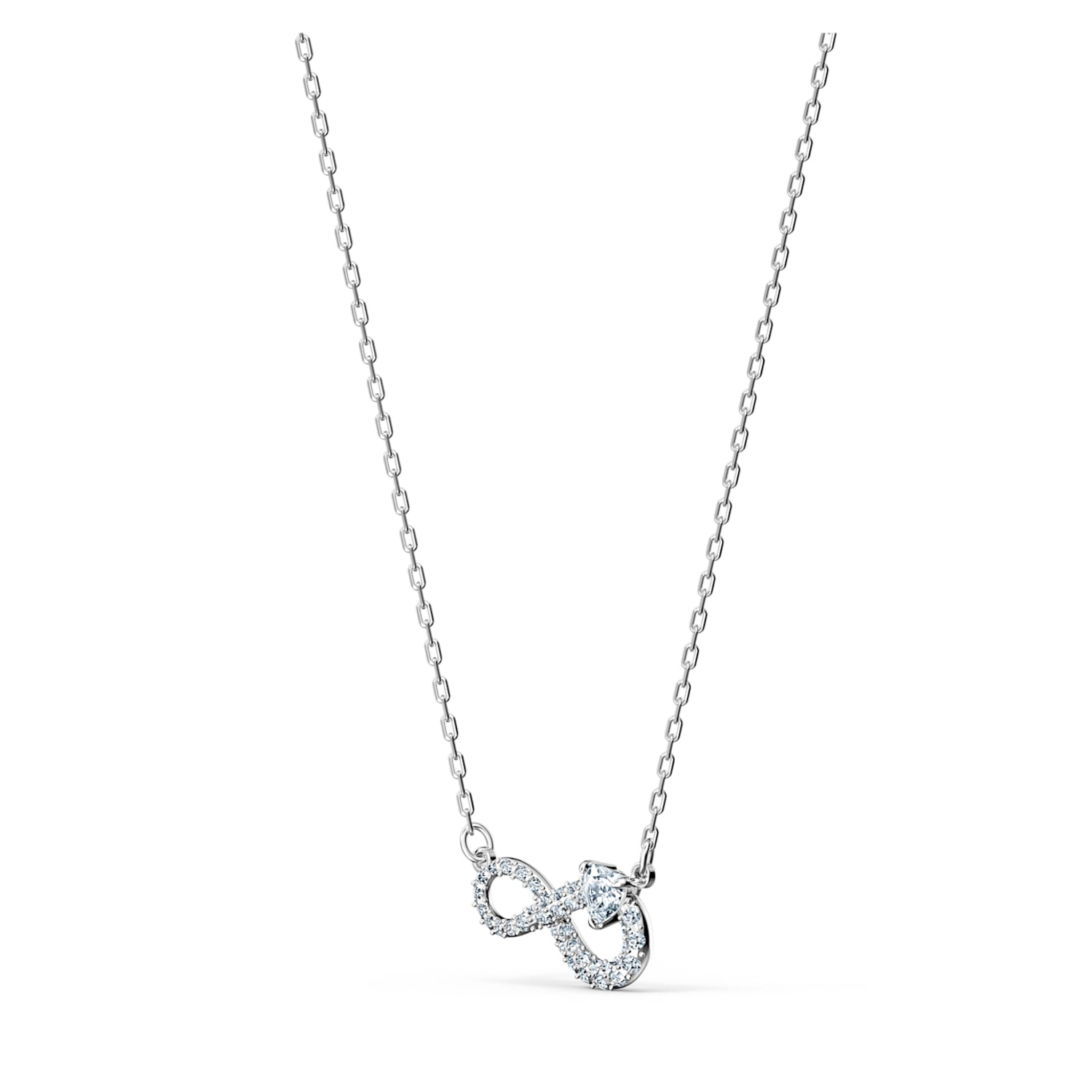 Collier Swarovski Infinity, blanc, métal rhodié