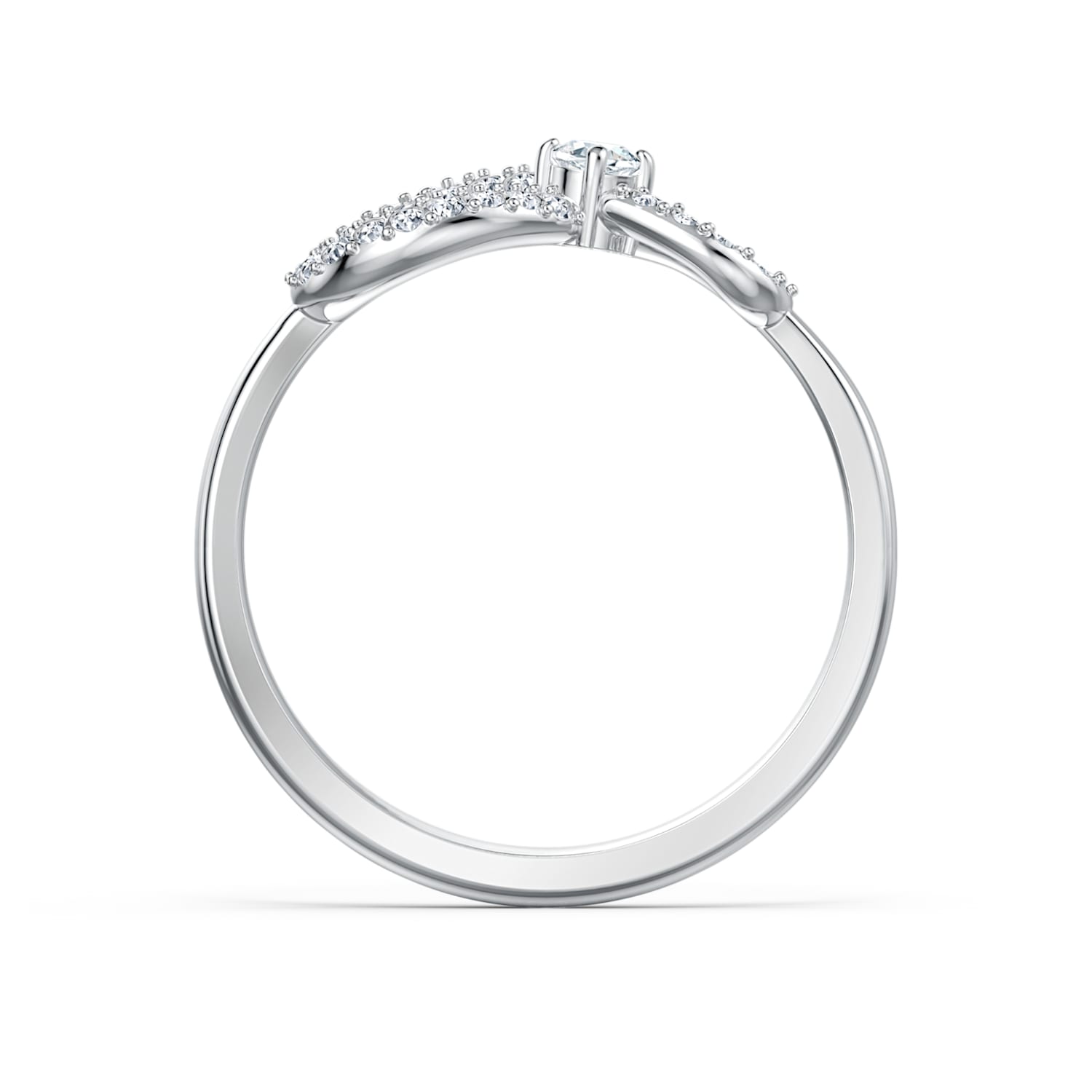 Swarovski Infinity Ring, White, Rhodium plated