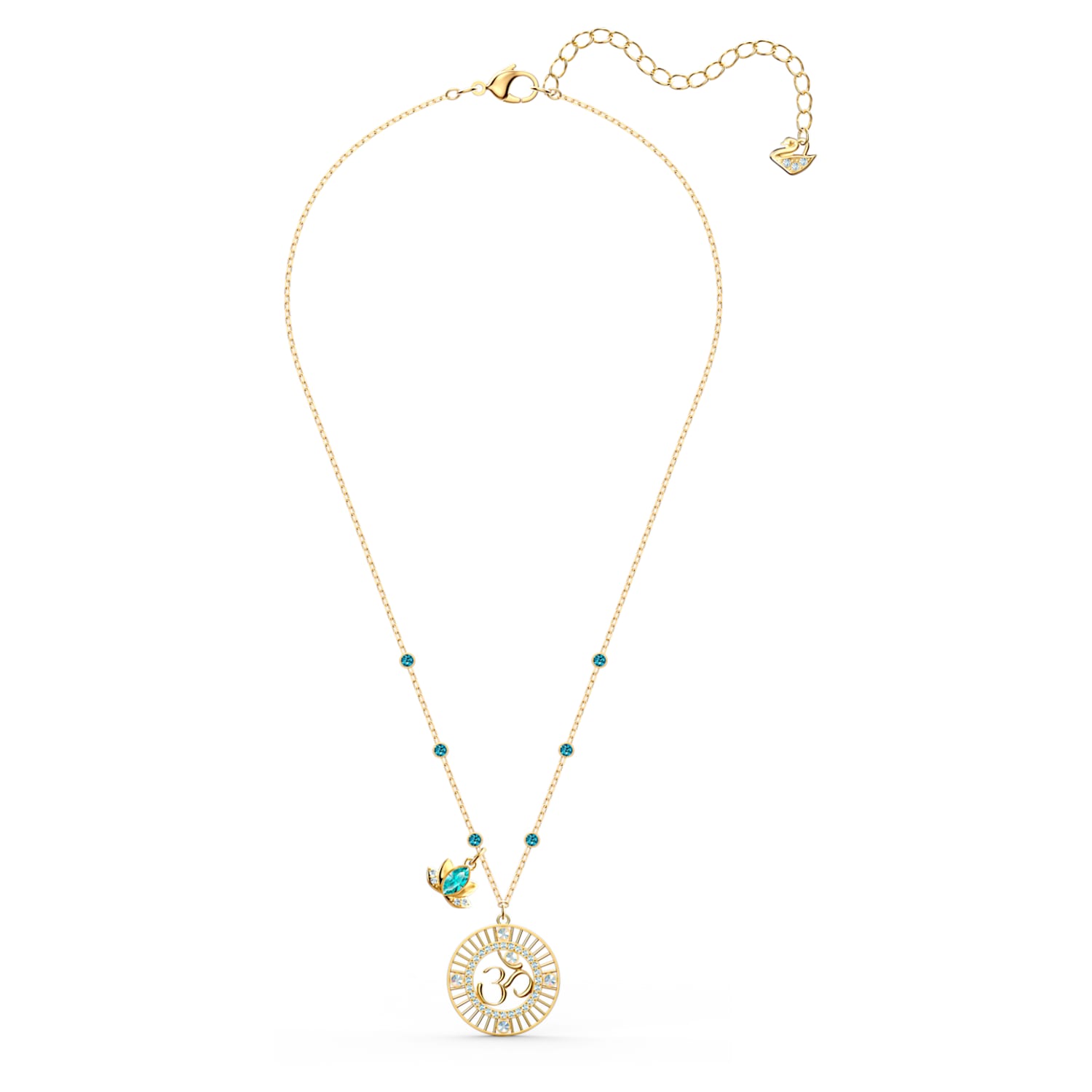 Swarovski Symbolic Lotus Pendant, Green, Gold-tone plated