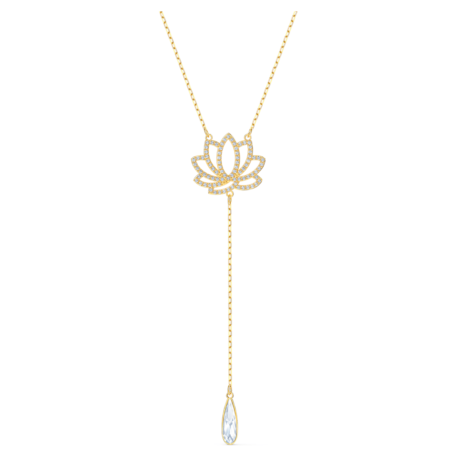 Swarovski Symbolic Lotus Necklace, White, Gold-tone plated