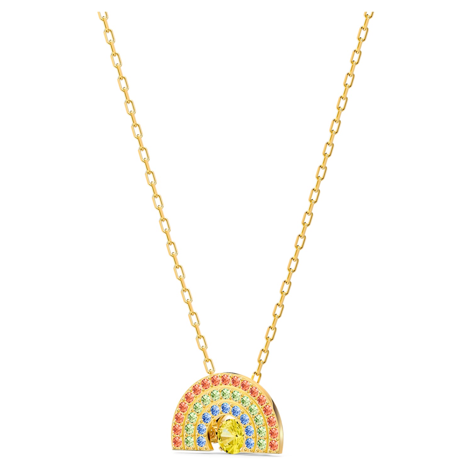 Swarovski Sparkling Dance Rainbow Necklace, Light multi-colored, Gold-tone  plated