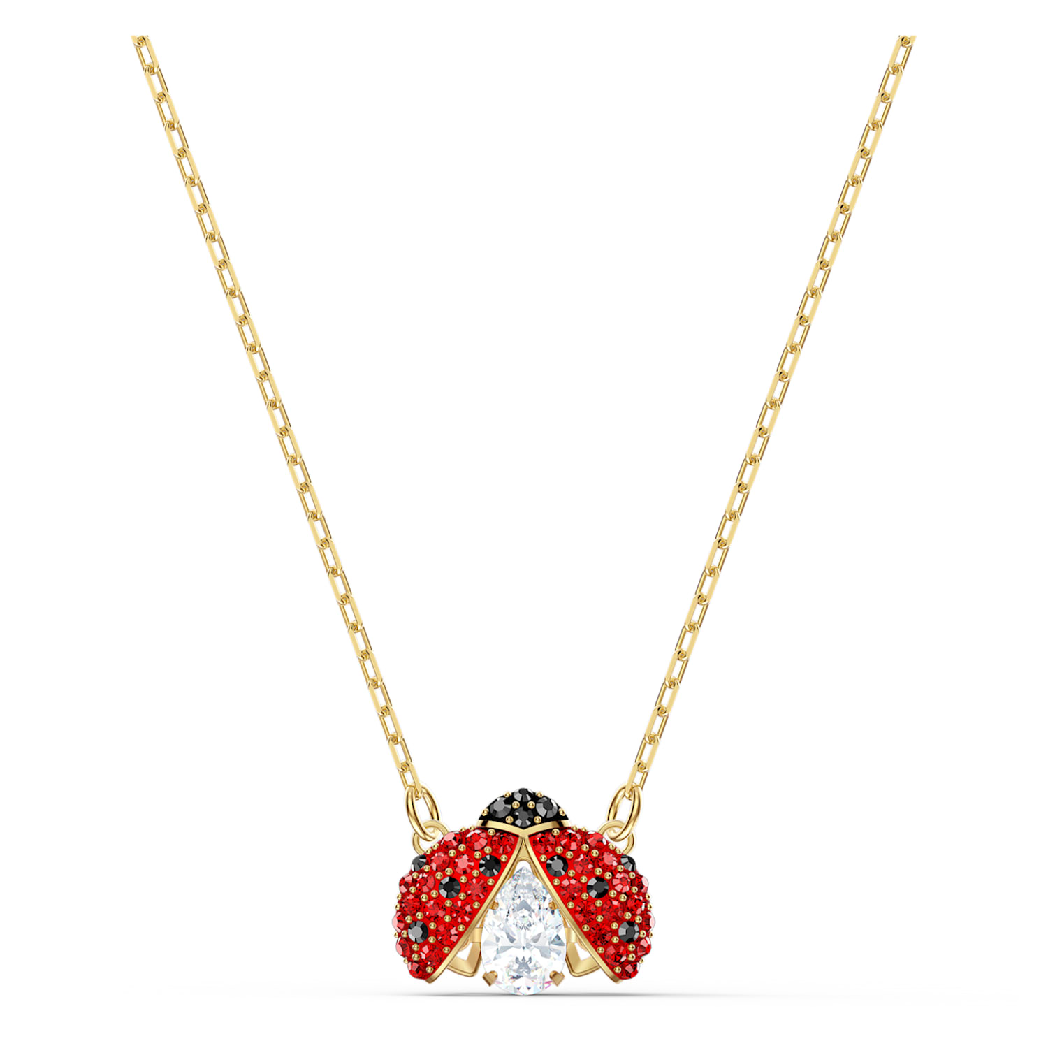 Collier Swarovski Sparkling Dance Ladybug, rouge, métal doré