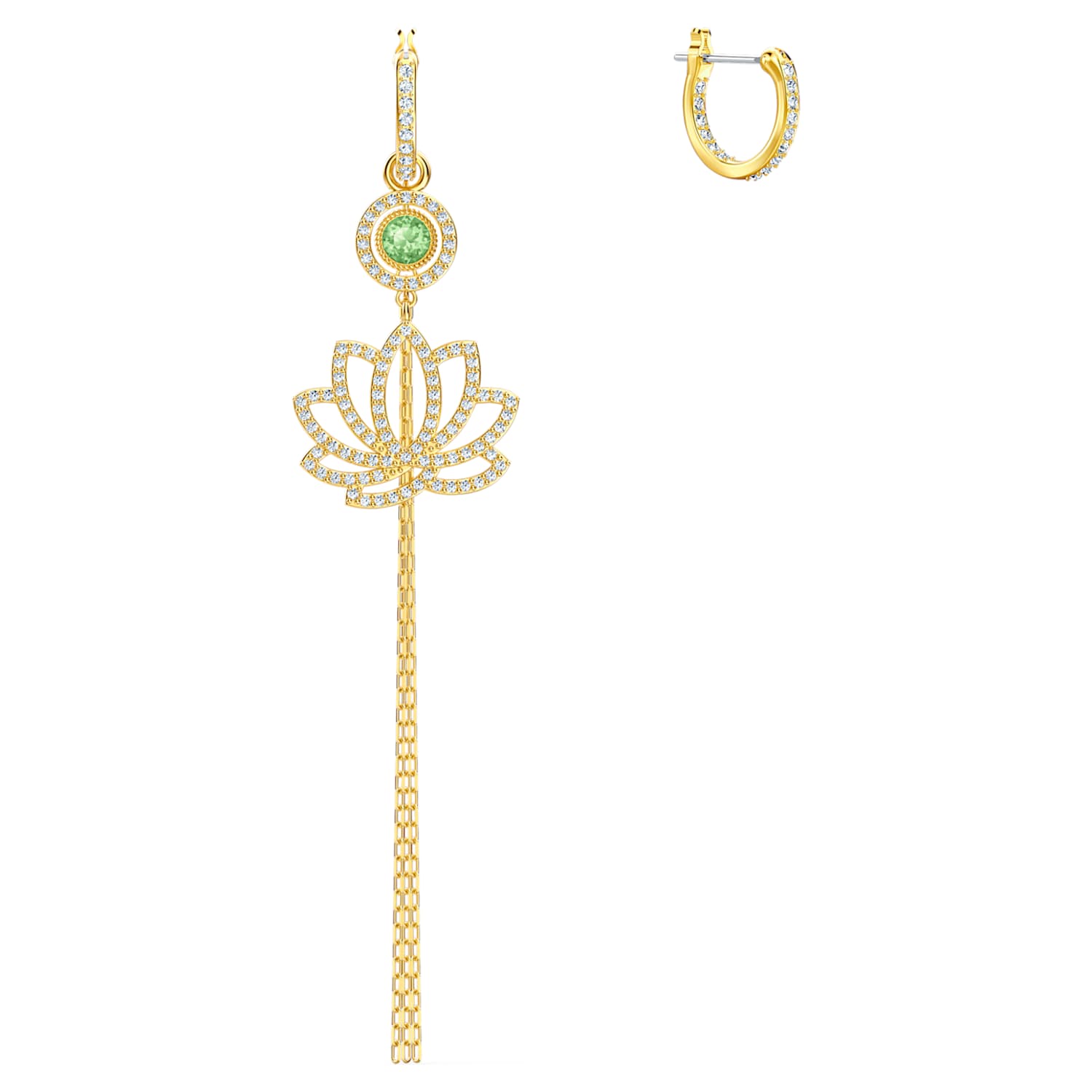 Boucles d'oreilles Swarovski Symbolic Lotus, vert, métal doré Boucles d'oreilles Swarovski Symbolic Lotus, vert, métal doré