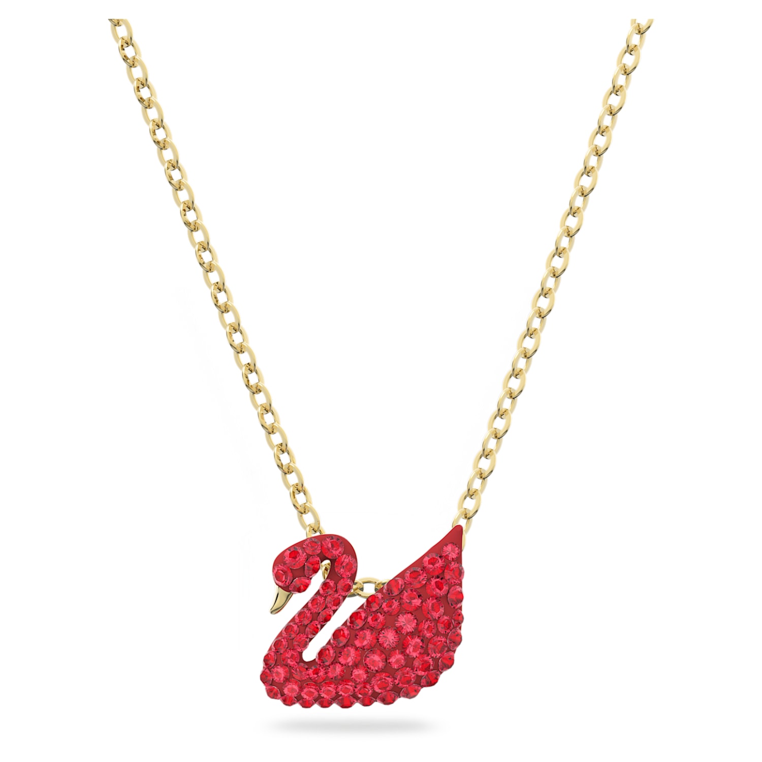 Swarovski Iconic Swan 鏈墜, 天鵝, 細碼, 紅色, 鍍金色色調| Swarovski