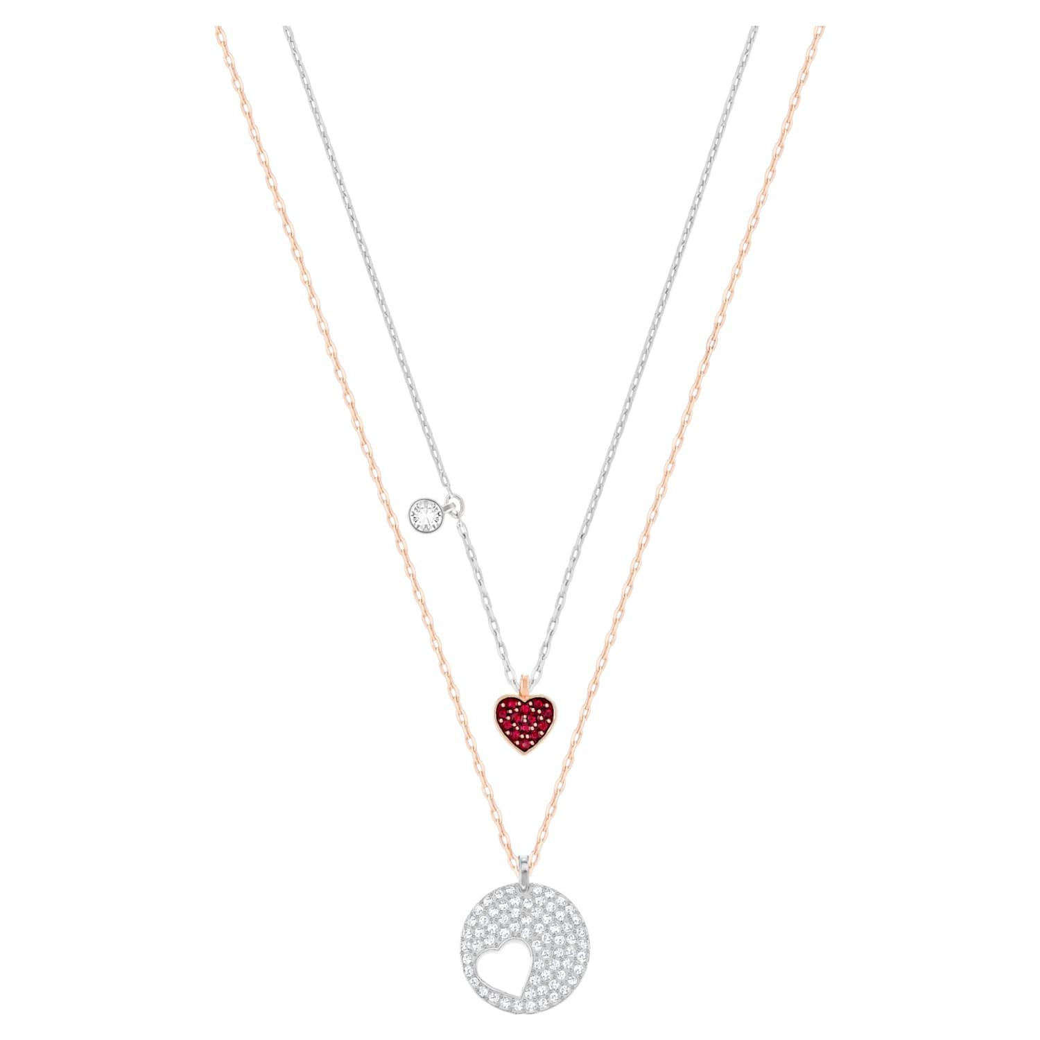 Crystal Wishes pendant, Set (2), Heart, Red, Mixed metal finish