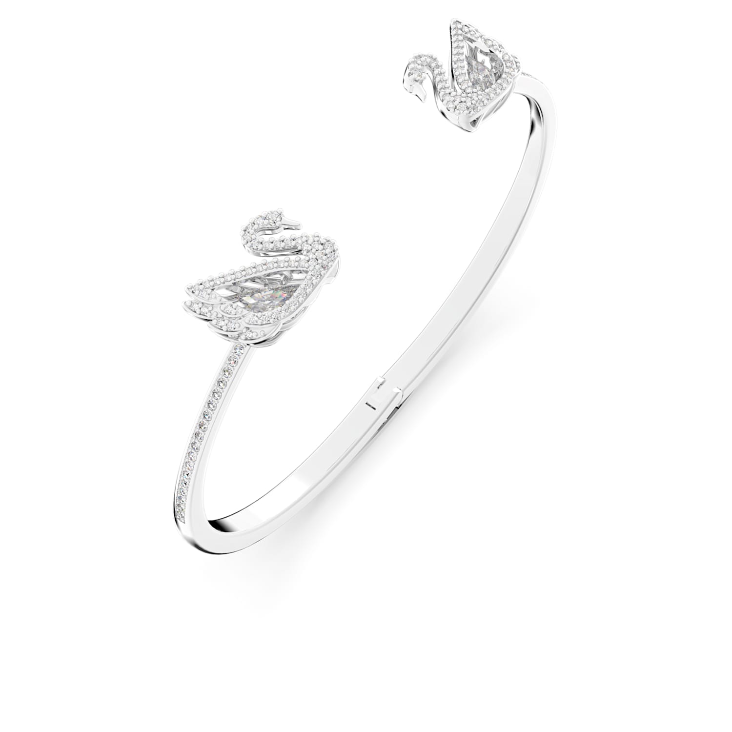 Swan Bracelet Necklace Earrings Set Black and White Full Diamond Counter
