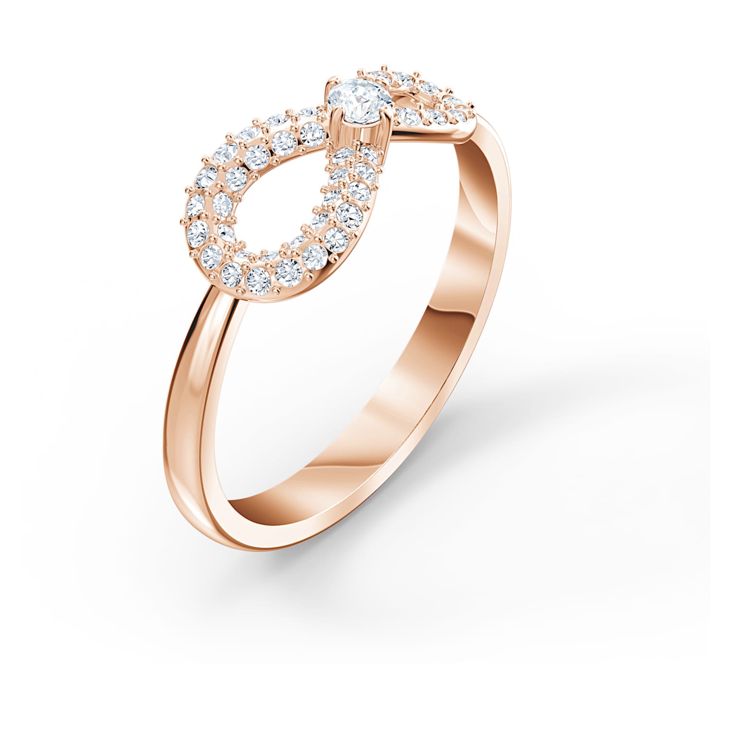Swarovski Infinity ring, Infinity, White, Rose gold-tone | Swarovski