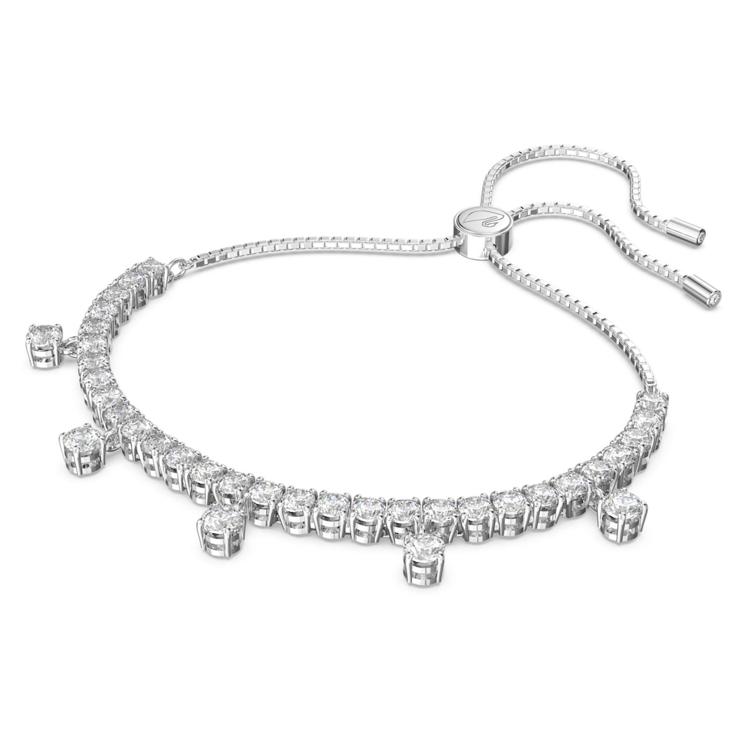 Subtle Drops bracelet, White, Rhodium plated | Swarovski