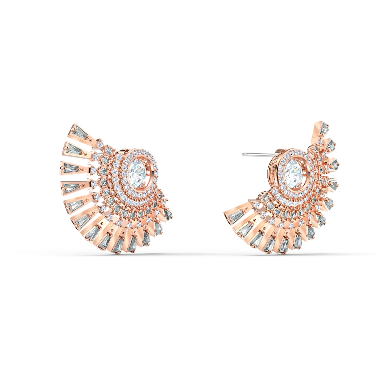 Swarovski Sparkling Dance Dial Up earrings, Gray, Rose gold-tone plated