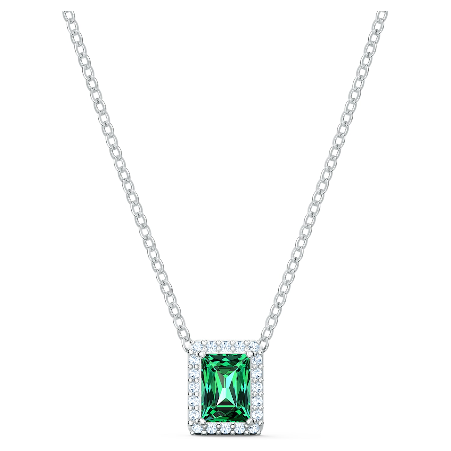 Collier Angelic Rectangular, vert, métal rhodié | Swarovski.com