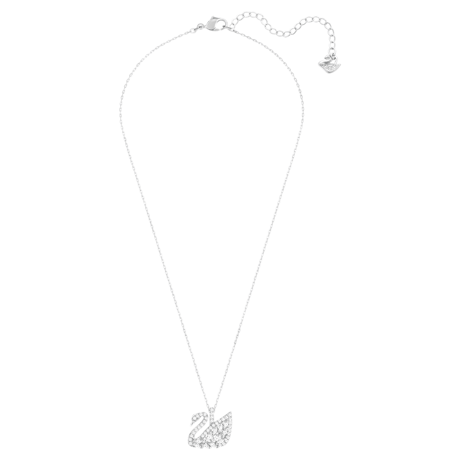 Swan Lake pendant, Swan, White, Rhodium 