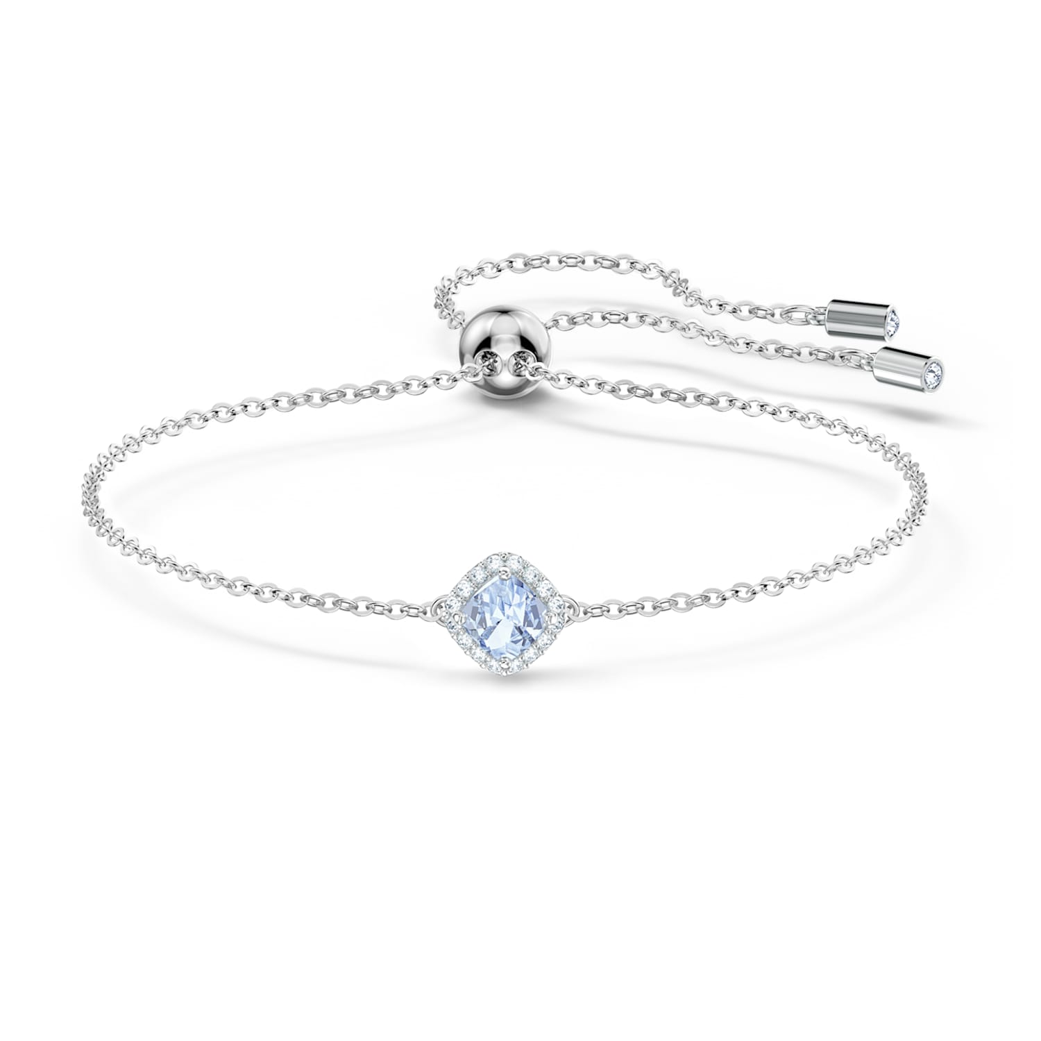 Bracelet Angelic Cushion, bleu, métal rhodié