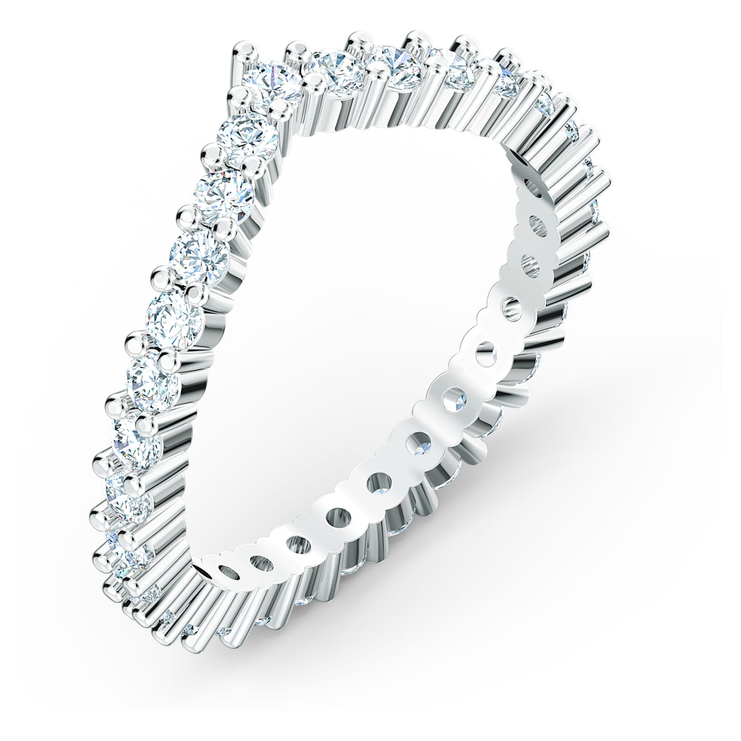 Vittore V ring, White, Rhodium plated 