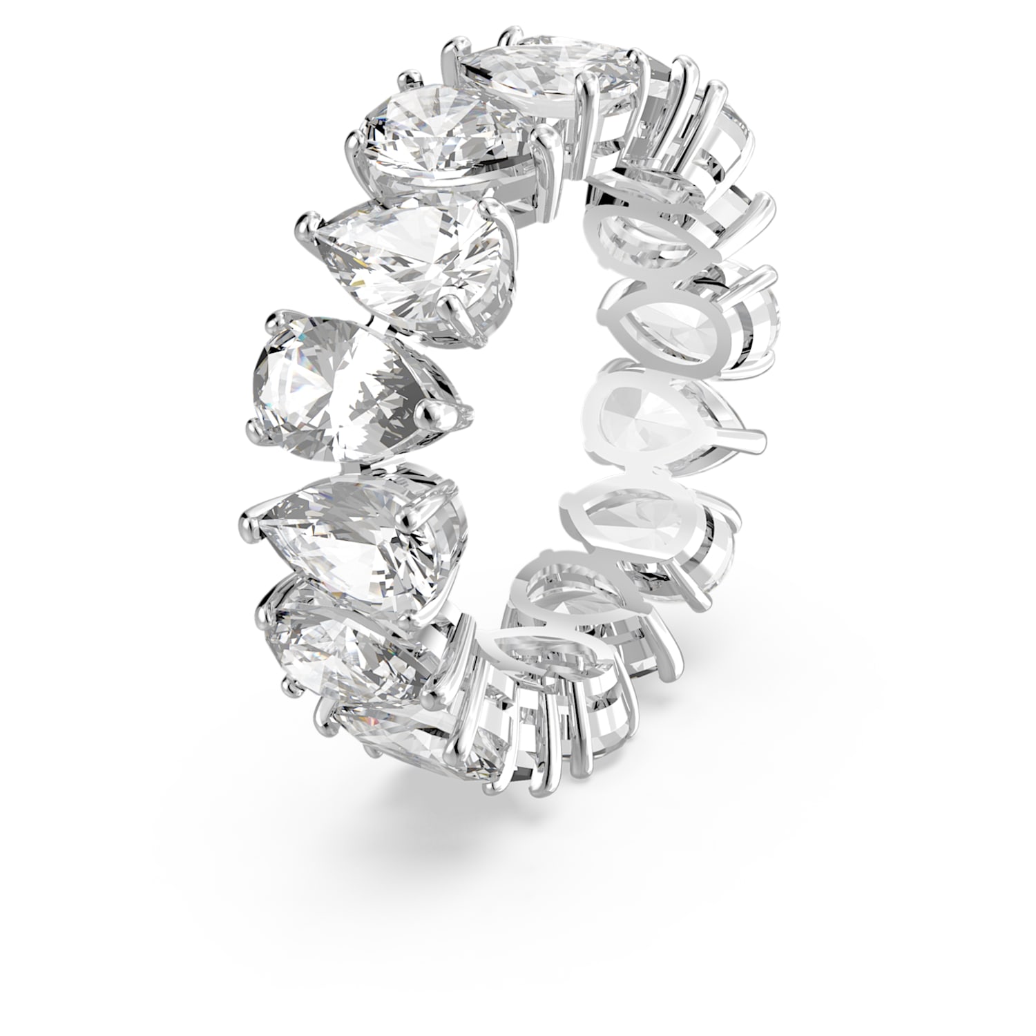 Vittore ring, Pear cut, White, Rhodium plated | Swarovski