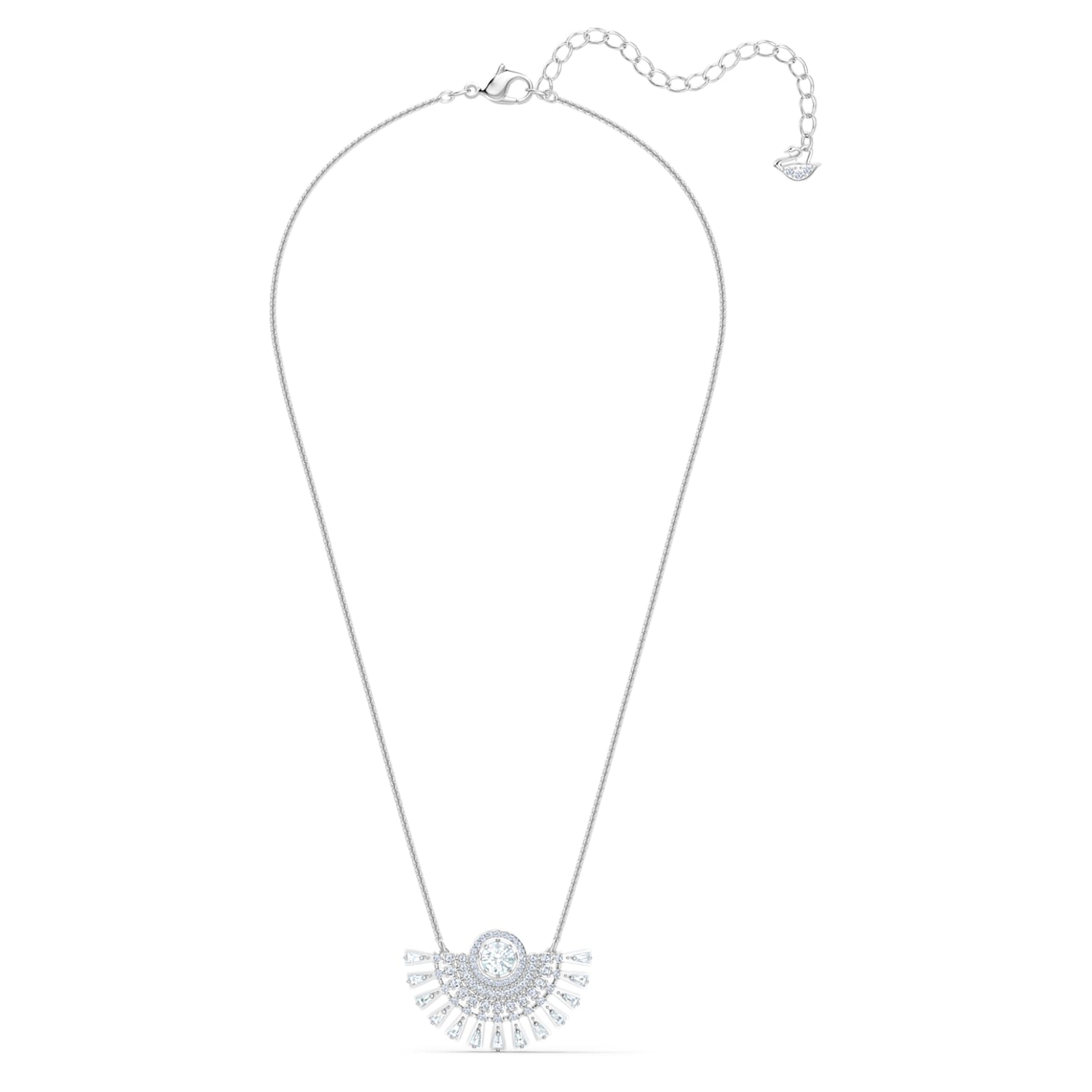 Swarovski Sparkling Dance Dial Up necklace, Medium, White, Rhodium 