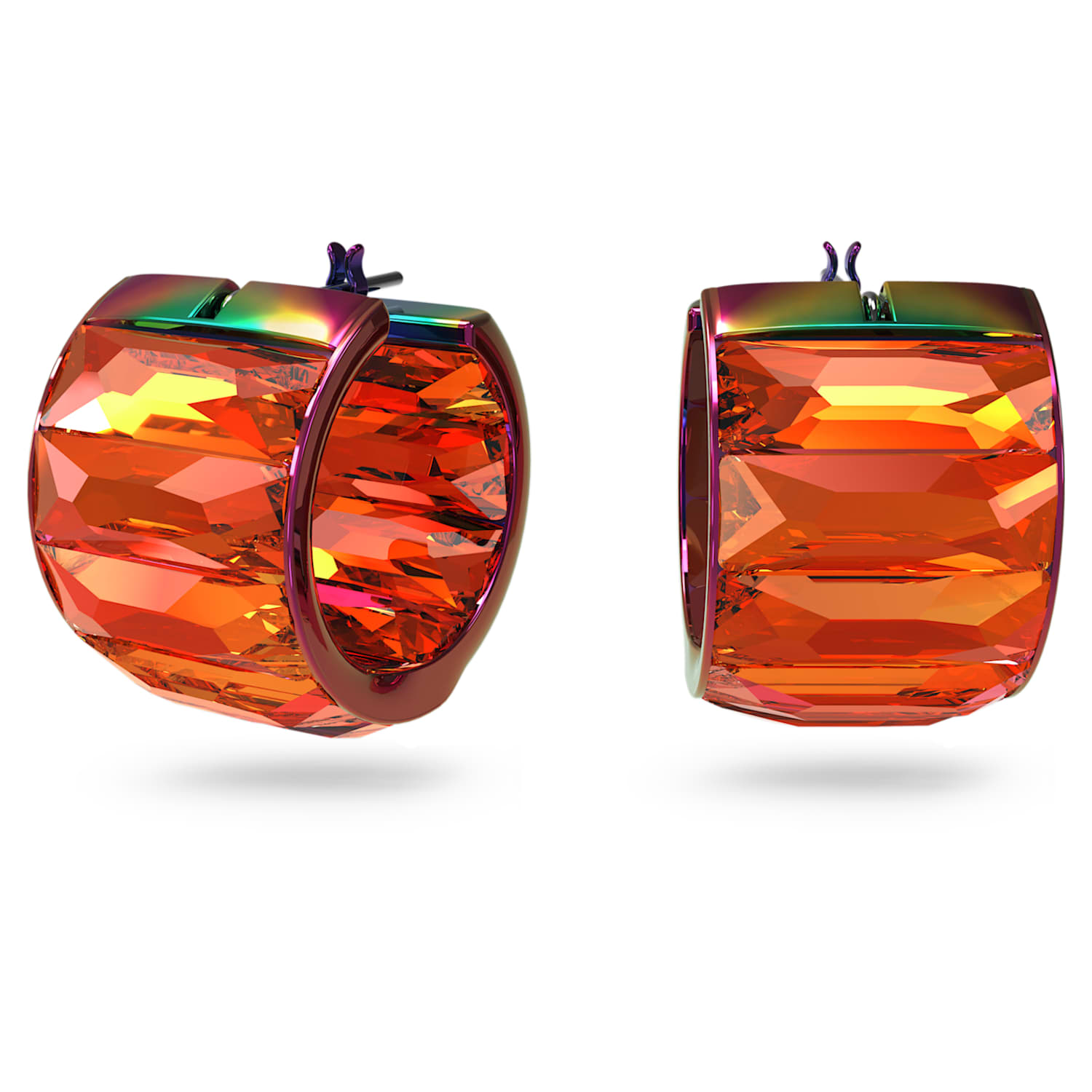 Curiosa 大圈耳環, 八角形切割, 粉紅色| Swarovski