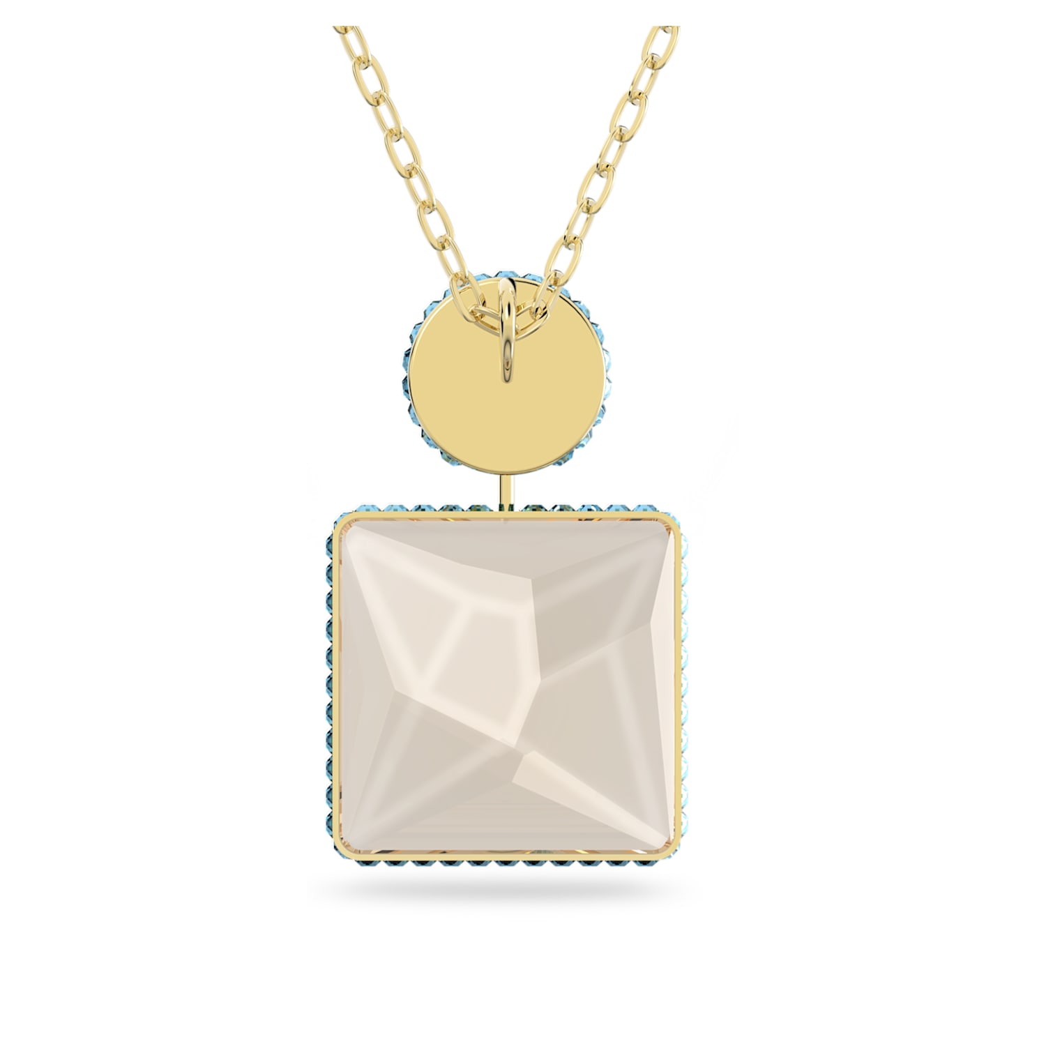 Orbita necklace, Square cut, Yellow, Gold-tone plated