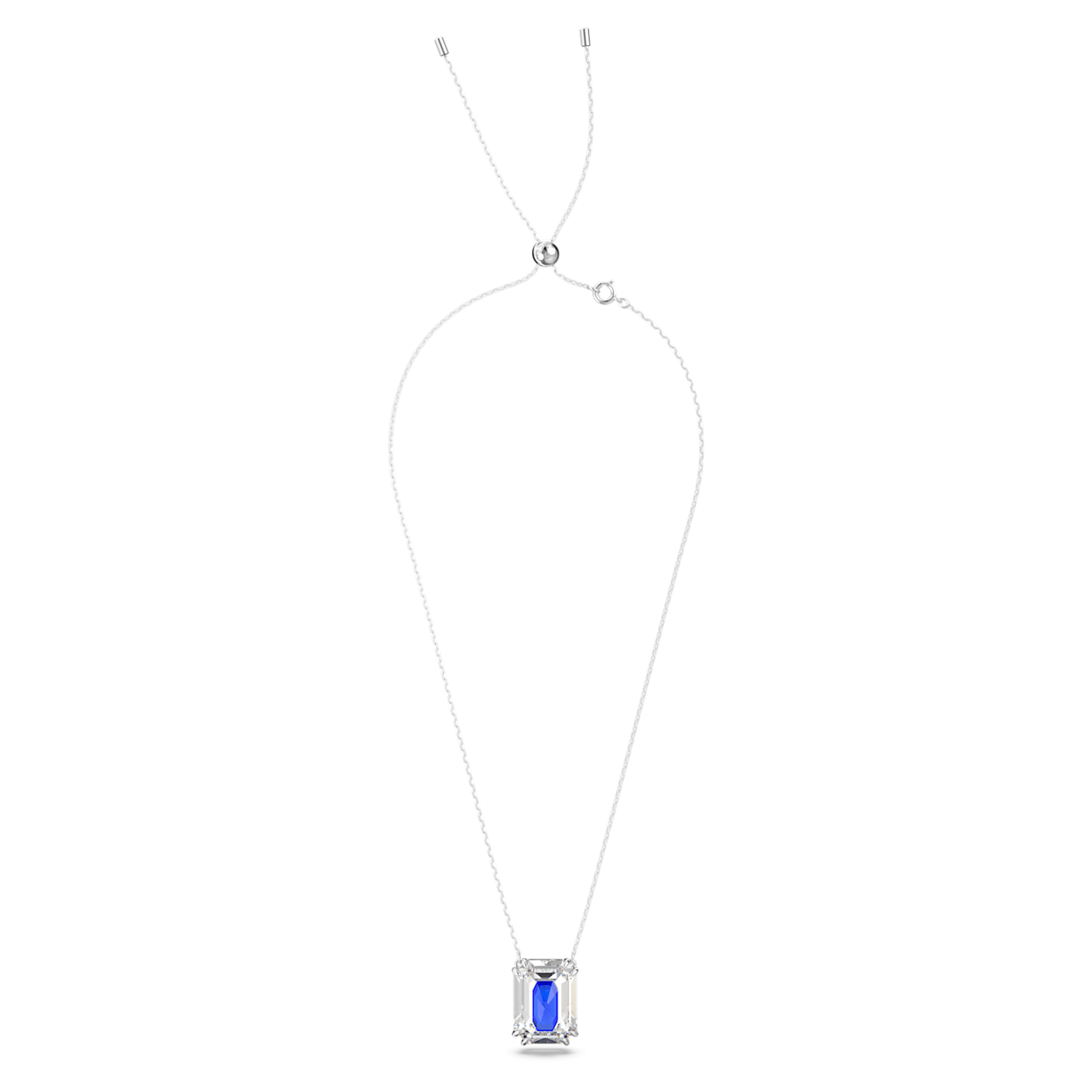 Chroma necklace, Octagon cut, Blue, Rhodium plated | Swarovski