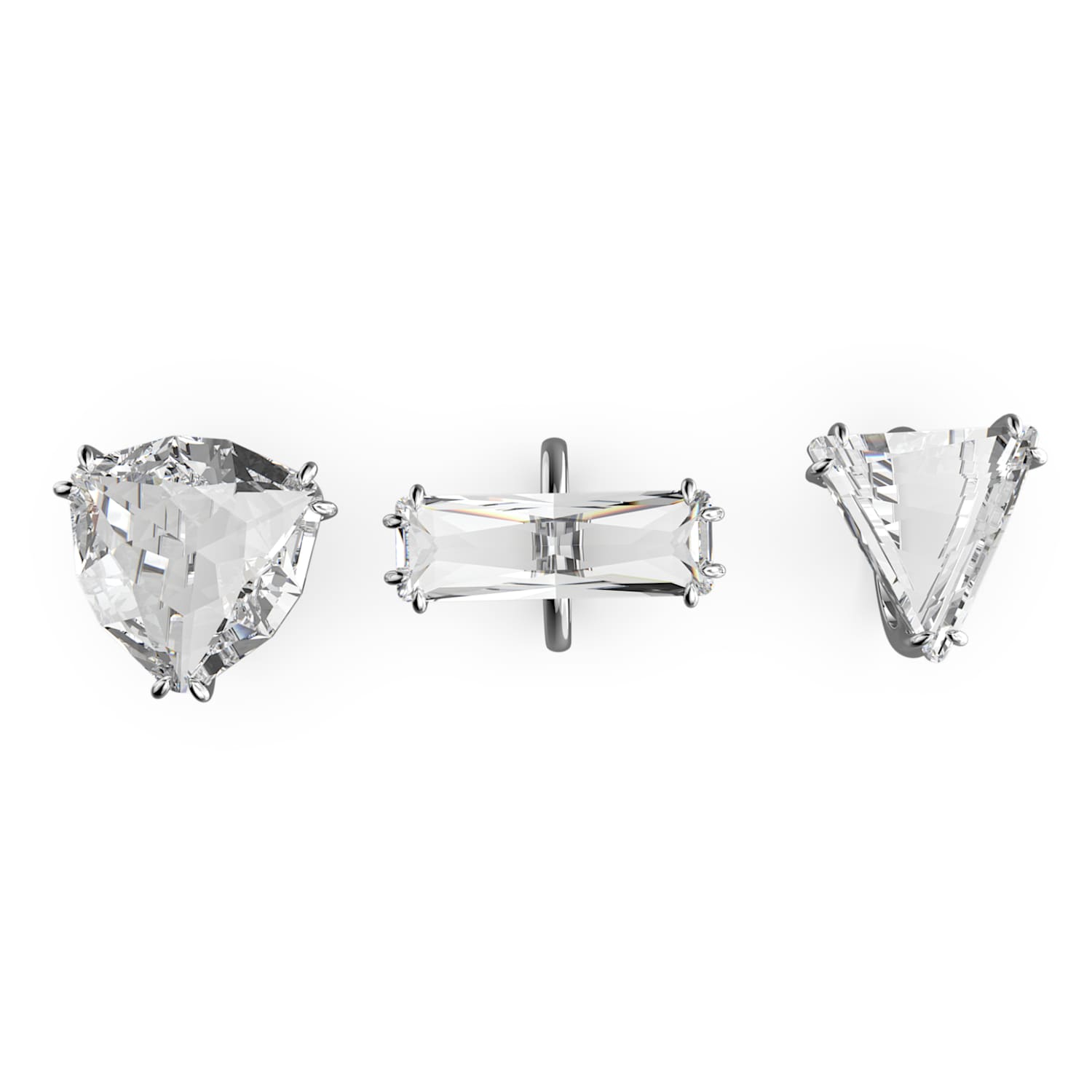 Mesmera cocktail ring, Set (3), Mixed cuts, White, Rhodium plated