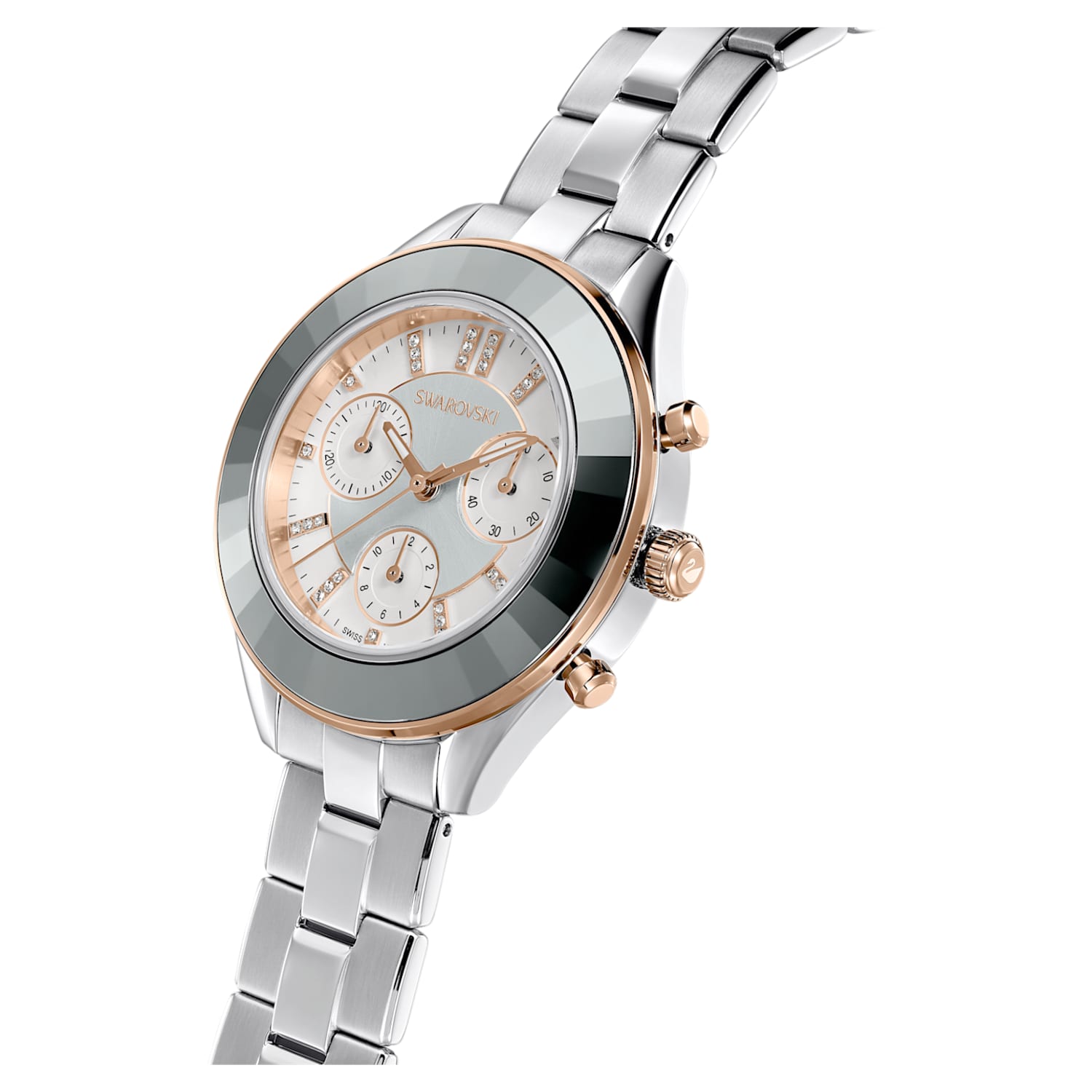 Octea Lux Sport watch, Metal bracelet, White, Stainless steel 