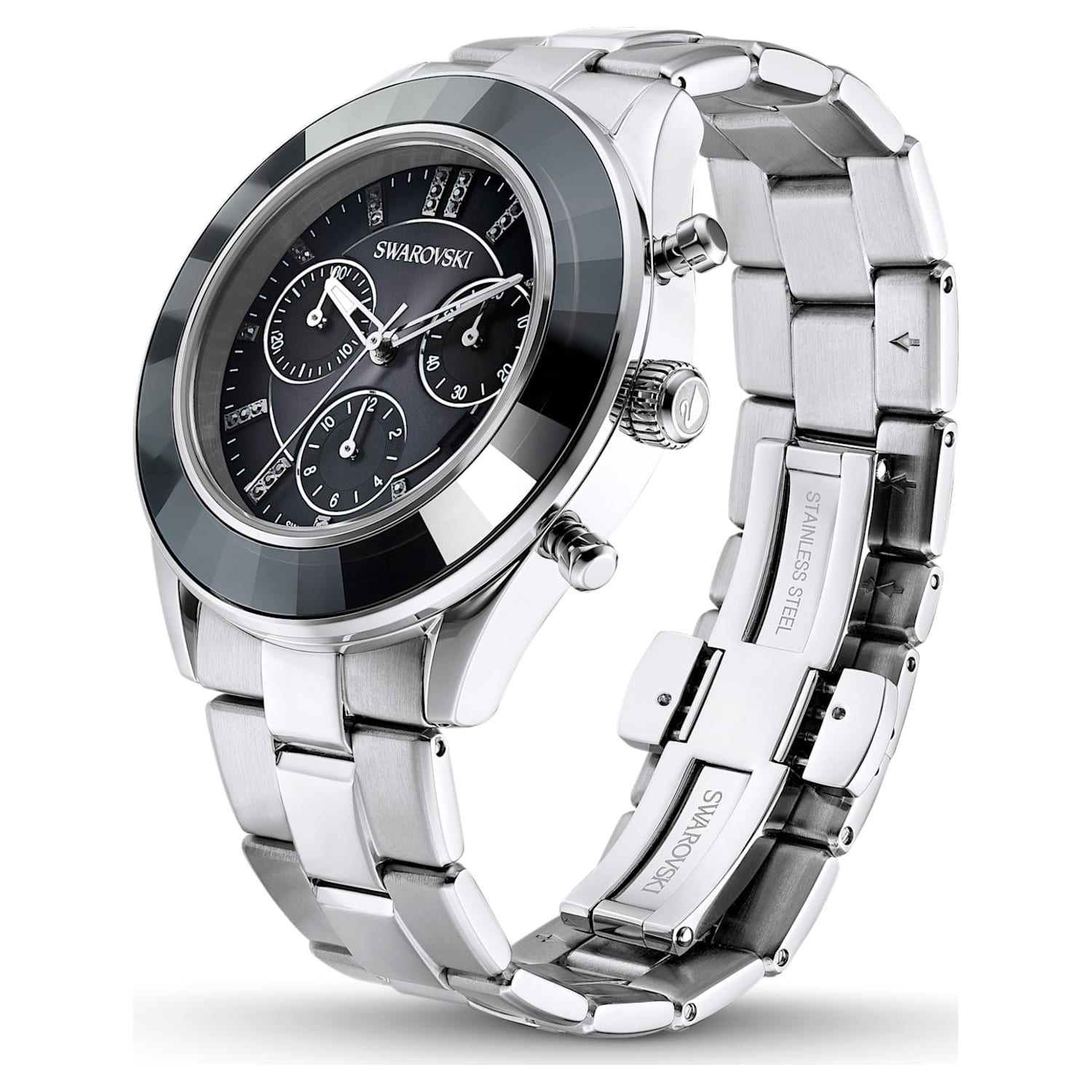 Reloj Octea Lux Sport, Brazalete de metal, Negro, Acero inoxidable |  Swarovski