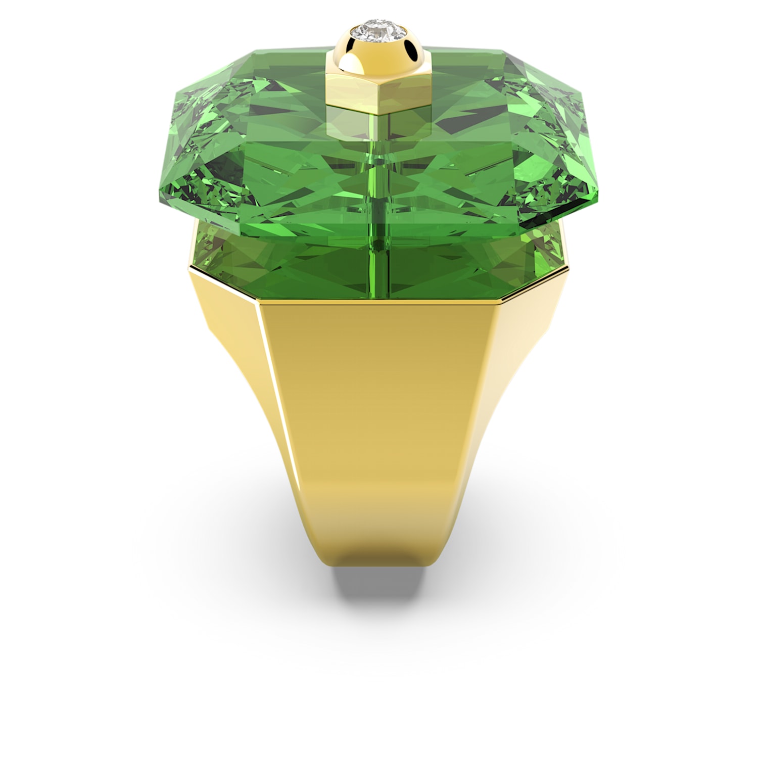 Numina cocktail ring, Octagon cut, Green, Gold-tone plated | Swarovski
