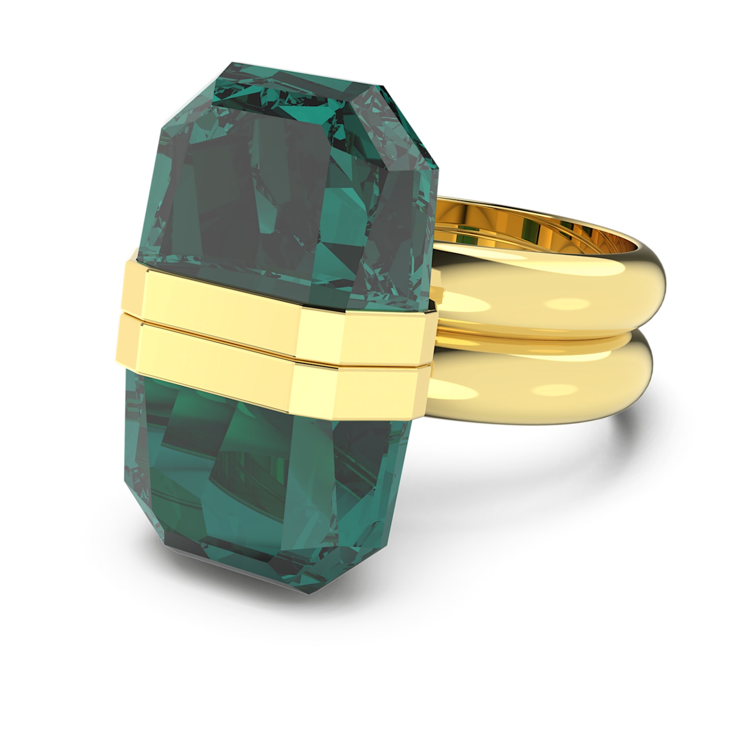 onvergeeflijk Nationale volkstelling kathedraal Lucent ring, Magnetic closure, Green, Gold-tone plated | Swarovski