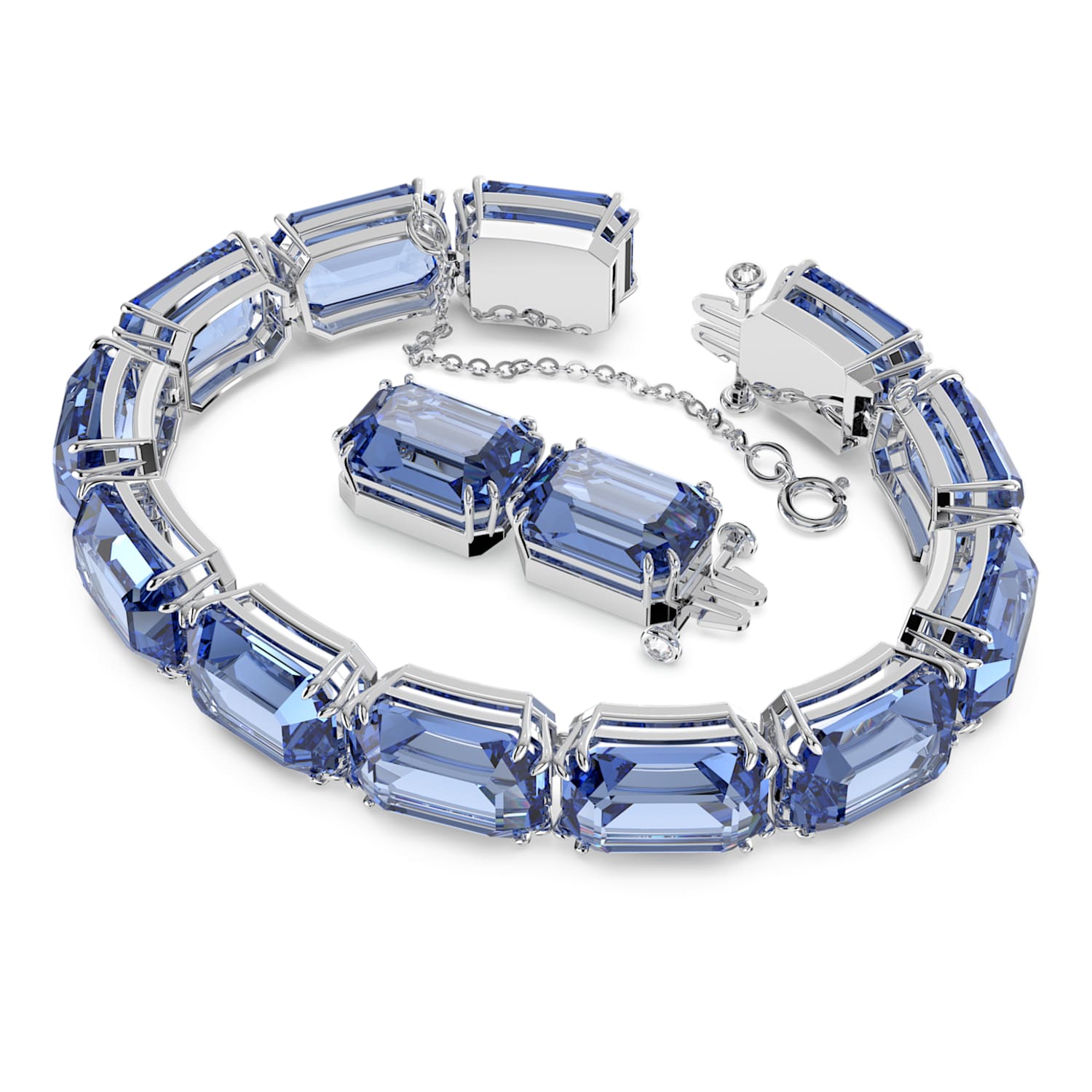 Millenia bracelet, Octagon cut, Blue, Rhodium plated | Swarovski