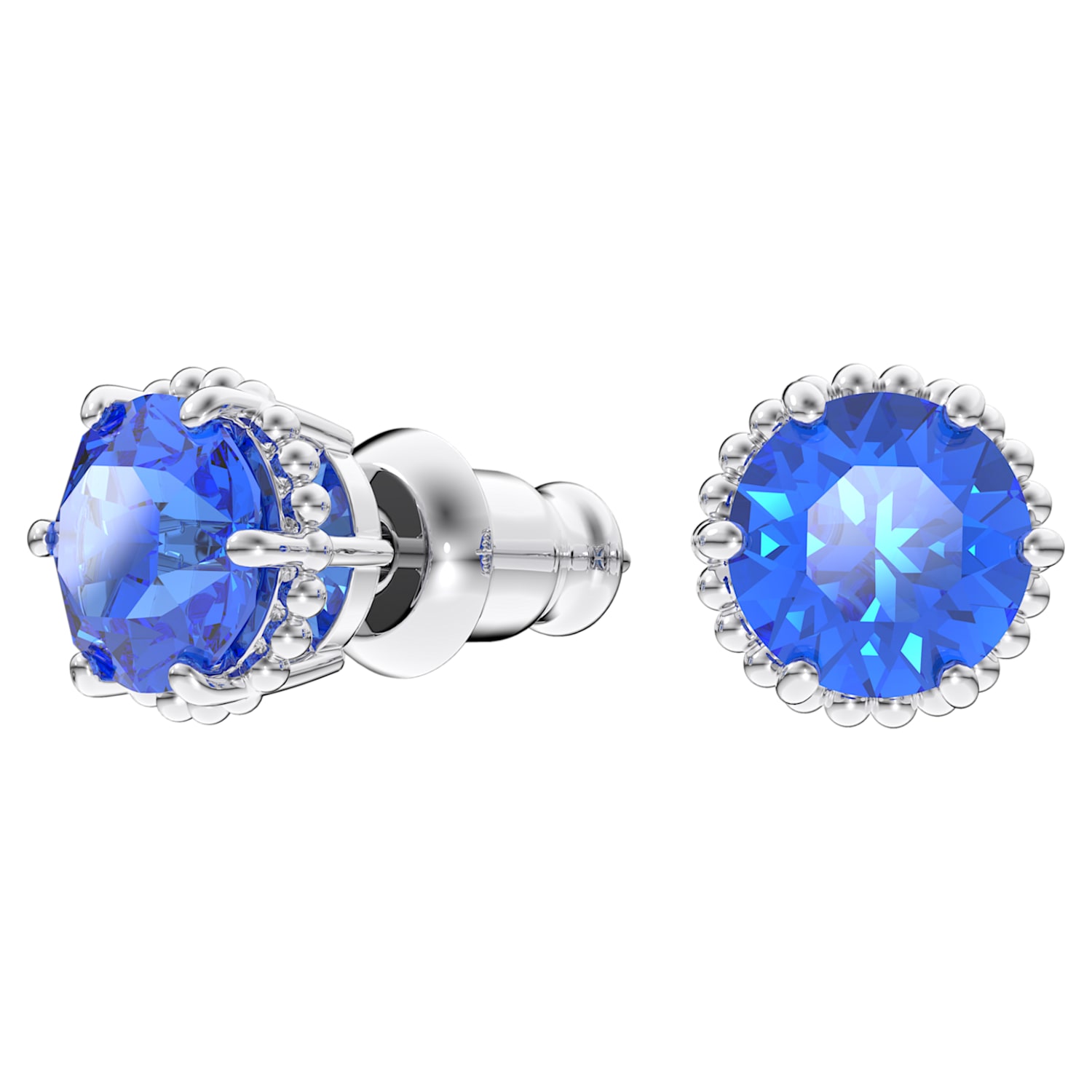 Stainless Steel Crystal Birthstone Round Mens Womens Ear Stud Earring Jewelry 